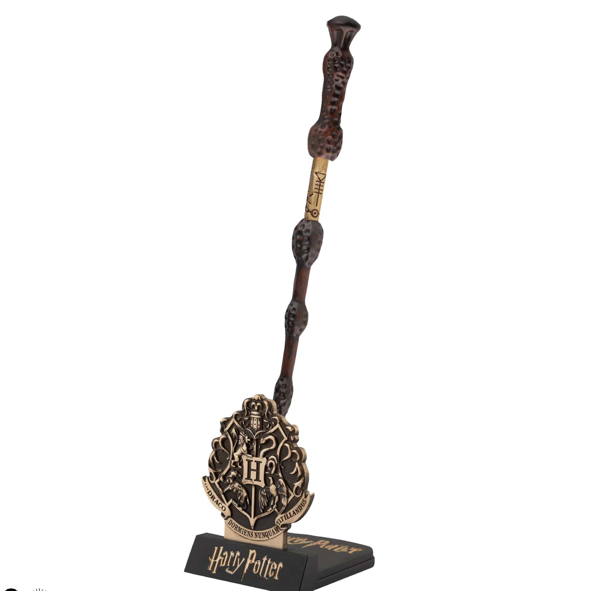 Cinereplicas Harry Potter - Magiczna różdżka Albus Dumbledore z podstawką i soczewkową zakładką - Oficjalna licencja
