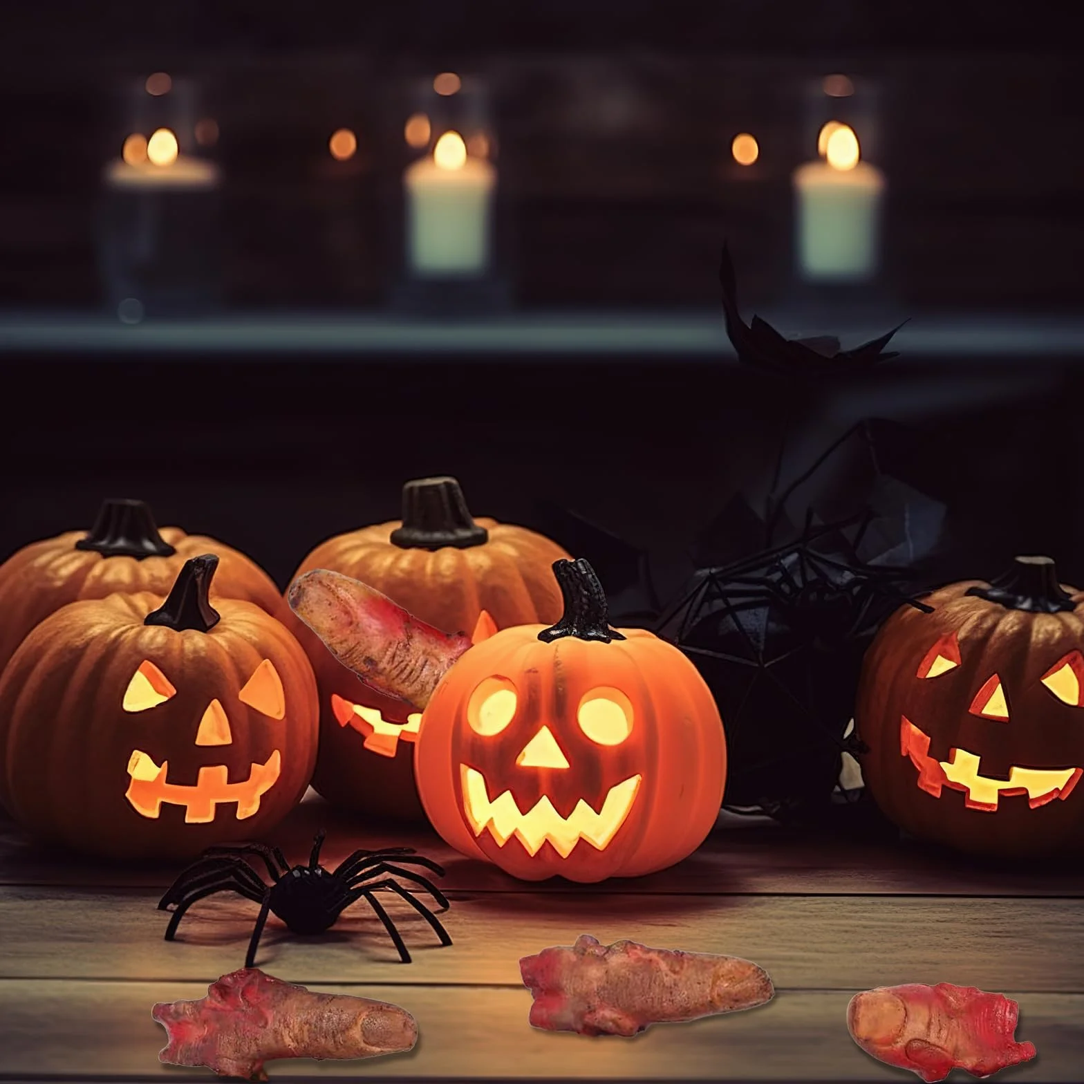Xinlie 5 oddzielonych palców na Halloween, złamane dłonie, rekwizyty horroru, części ciała, sztuczne krwawe części ciała, czubek kciuka, miękki plastikowy palec do dekoracji na Halloween