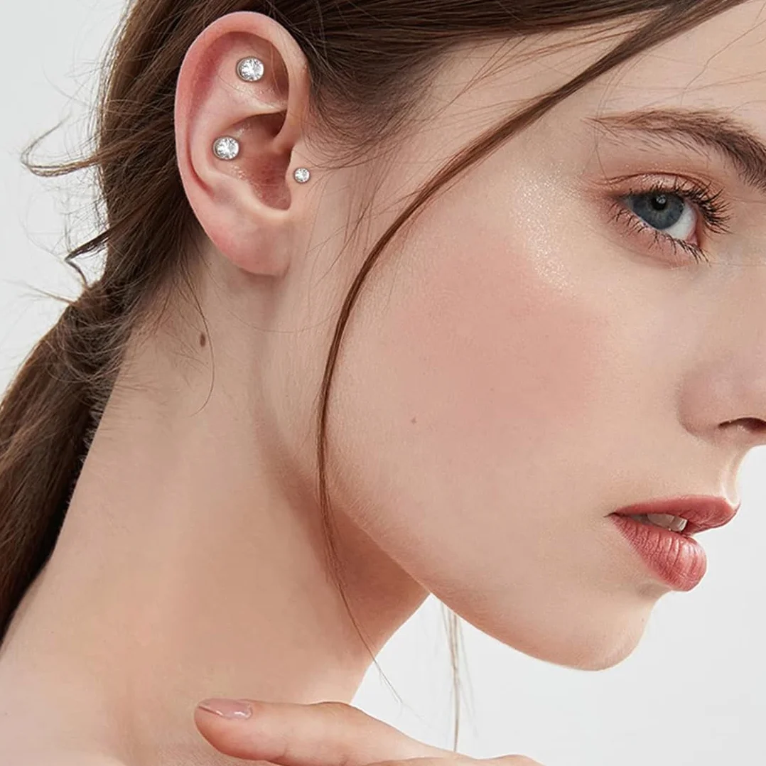 2 pary magnetycznych kolczyków ze stali nierdzewnej dla mężczyzn i kobiet unisex bez przekłuwania fałszywych magnesów zestaw kolczyków, 6/8 mm, srebrny, M, Stal nierdzewna