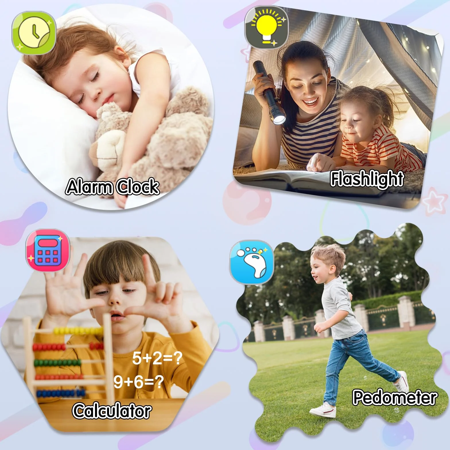 Inteligentny zegarek dla dzieci, inteligentny zegarek dla dzieci z rozmową telefoniczną SOS muzyka wideo kamera licznik kroków, inteligentny zegarek dla chłopców dziewcząt prezenty urodzinowe w