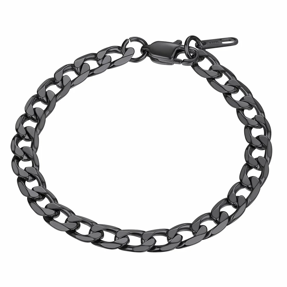 PROSTEEL Bransoletka męska, dostępny grawerunek, długość 19/21 cm, pozłacana/stal nierdzewna 316L / czarna (zapakowana w pudełko na prezent) e Stal nierdzewna, colore: C-Czarny, cod. PSH3006H-19