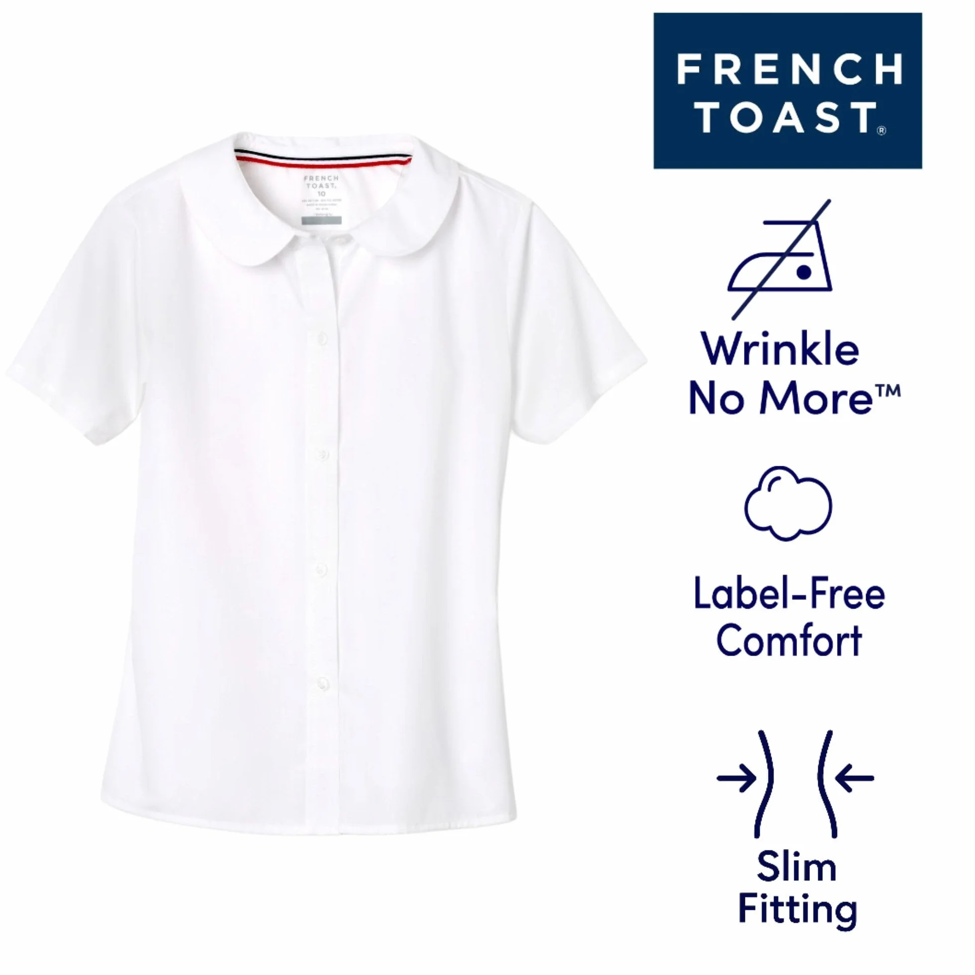 French Toast Bluzka Dziewczynki Short Sleeve Peter Pan Collar Blouse (Standard & Plus)