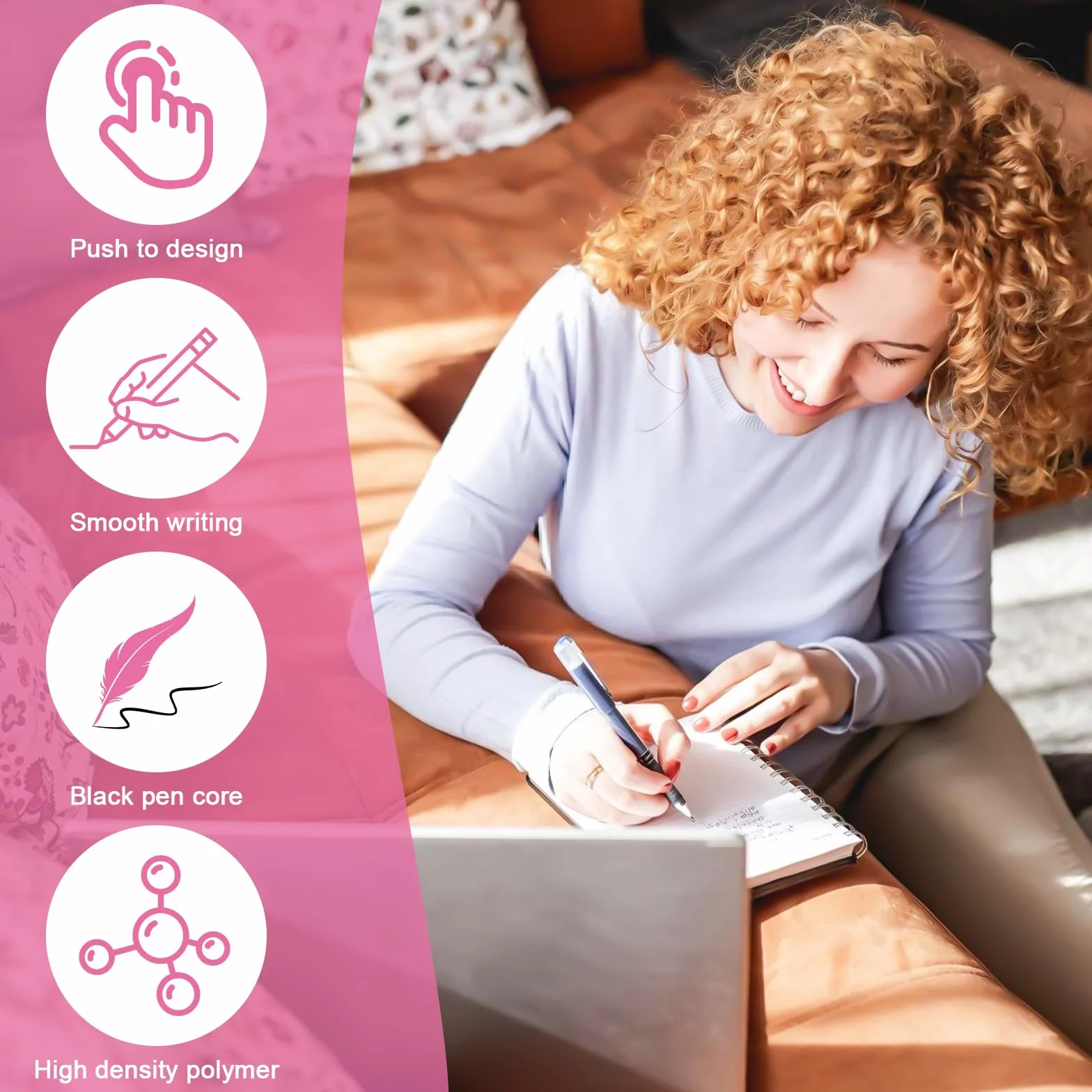 50 sztuk ergonomicznych długopisów, antypoślizgowe długopisy z dużą obudową, zestaw długopisów premium, 10 kolorów, wielokolorowy czarny tusz, do biura, szkoły, na przybory szkolne