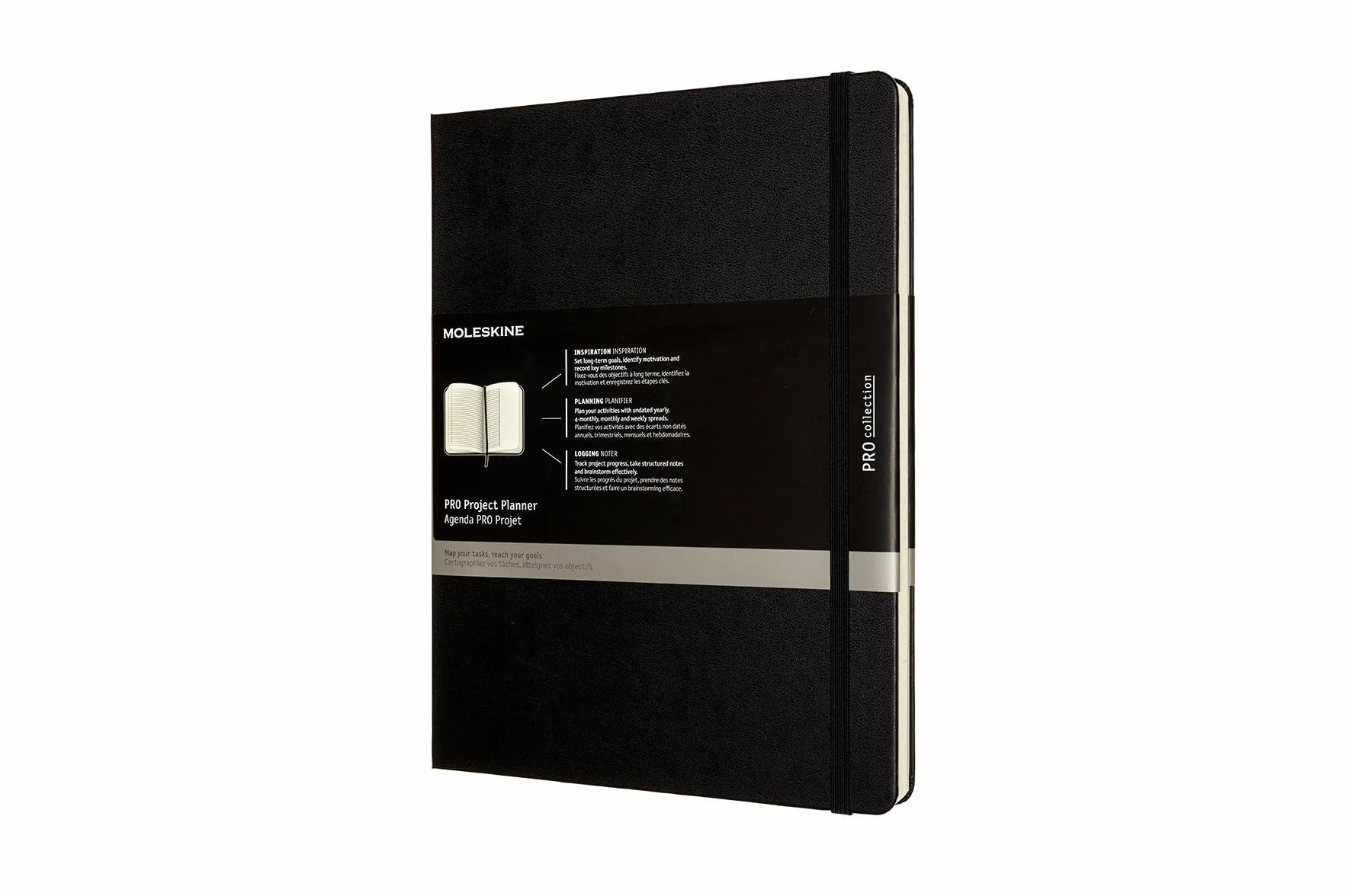 Moleskine - Pro Project Planner, Professional Planner and Notebook for Objectives, Productivity Diary for Projects and Project Management, Hard Cover, Size X-Large 19 x 25 cm, Colour Black, 288 Pages