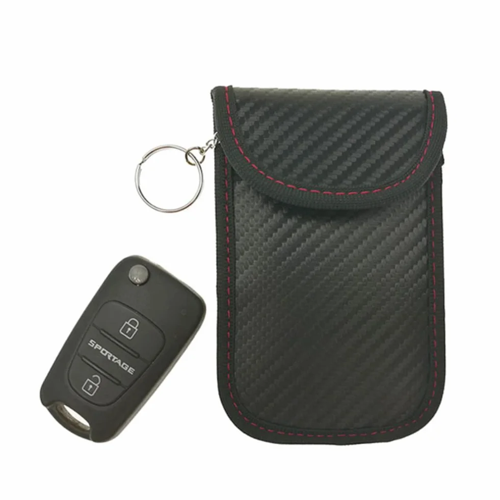 Alnicov 2-pak etui na kluczyki samochodowe, torba antykradzieżowa, woreczek z haczykiem zabezpieczającym brelok, etui blokujące sygnał kluczyka samochodowego RFID (M)