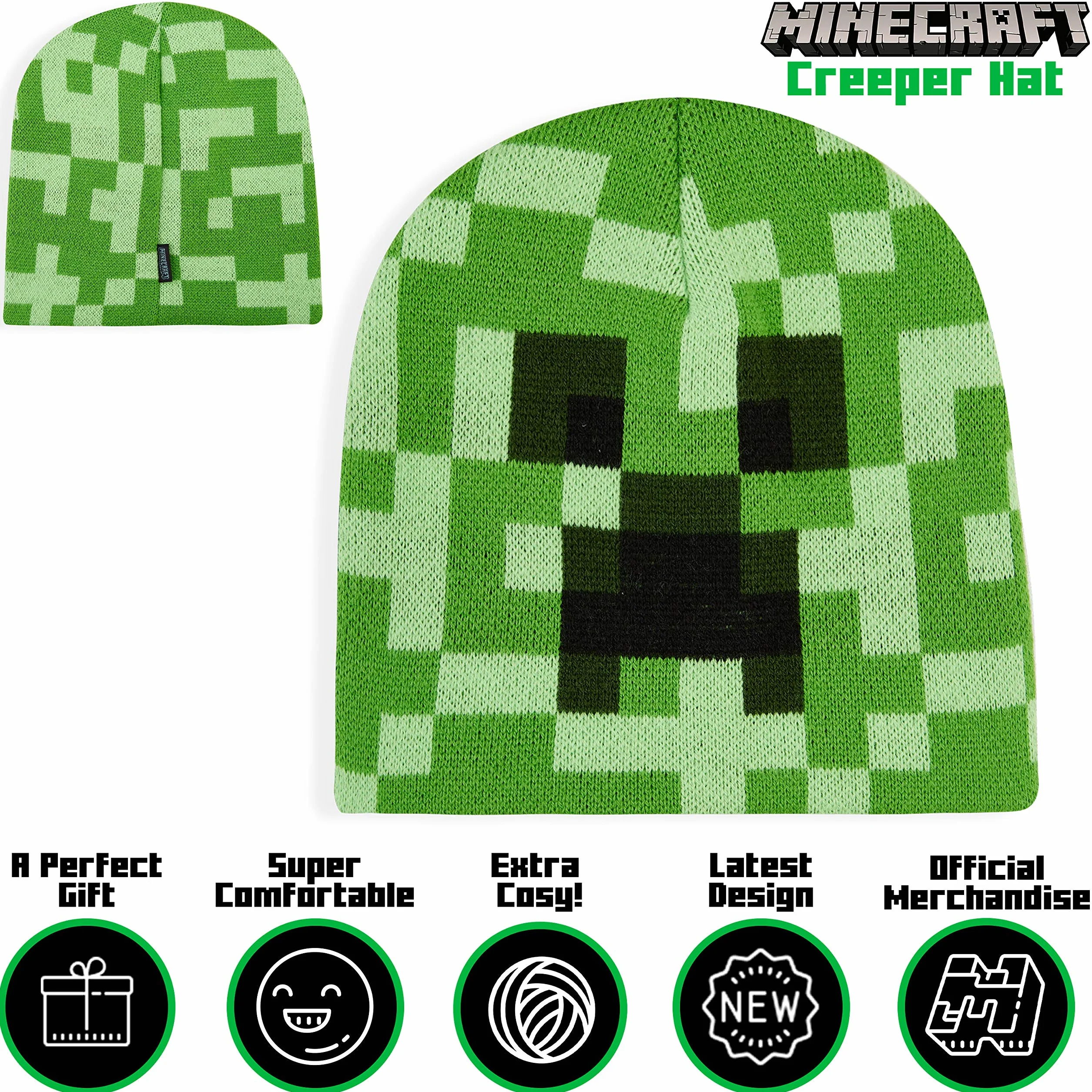 Minecraft Creeper dzianinowa czapka beanie dla chłopców dziewcząt mężczyzn kobiet