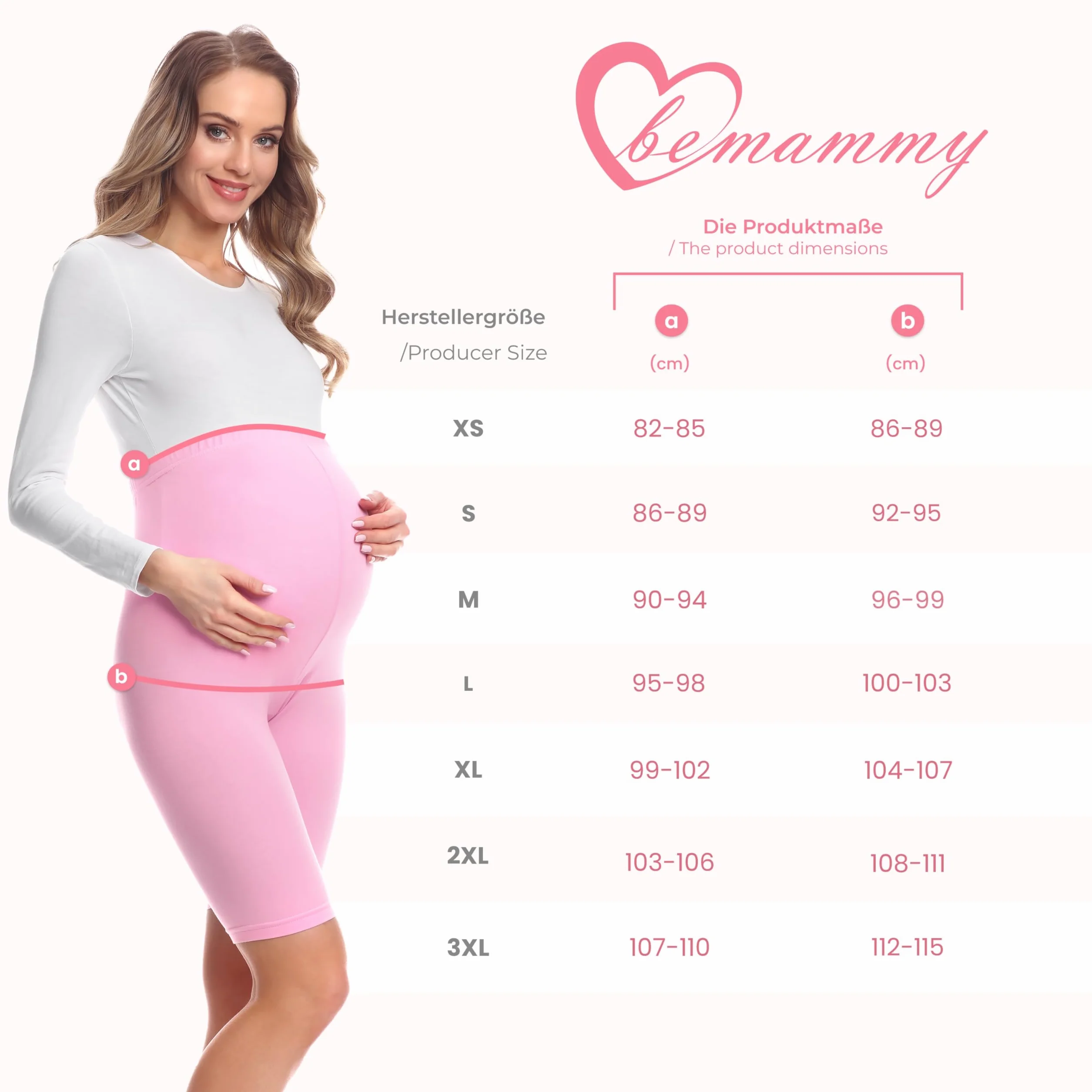 Be Mammy Legginsy Ciążowe Damskie Krótkie z Bio-Bawełny BE20-285