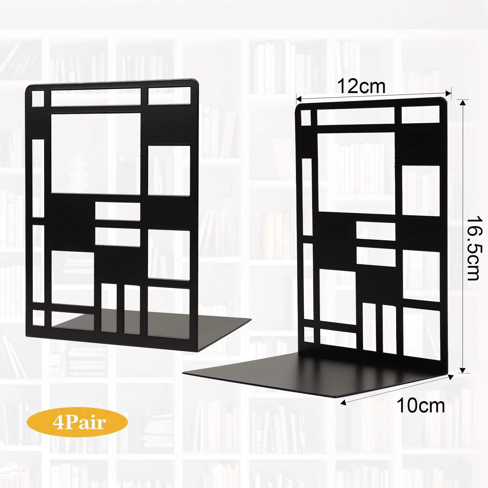 Gucass 4 Pary PodpóRki Do KsiążEk, Metalowy Uchwyt Na KsiążKi Do RegałóW Bookends, WytrzymałE Organizer Na KsiążKi, Niewidoczny Regał Na KsiążKi, Do SzkołY, Domu, Biura,19x 10x 13cm, Czarny