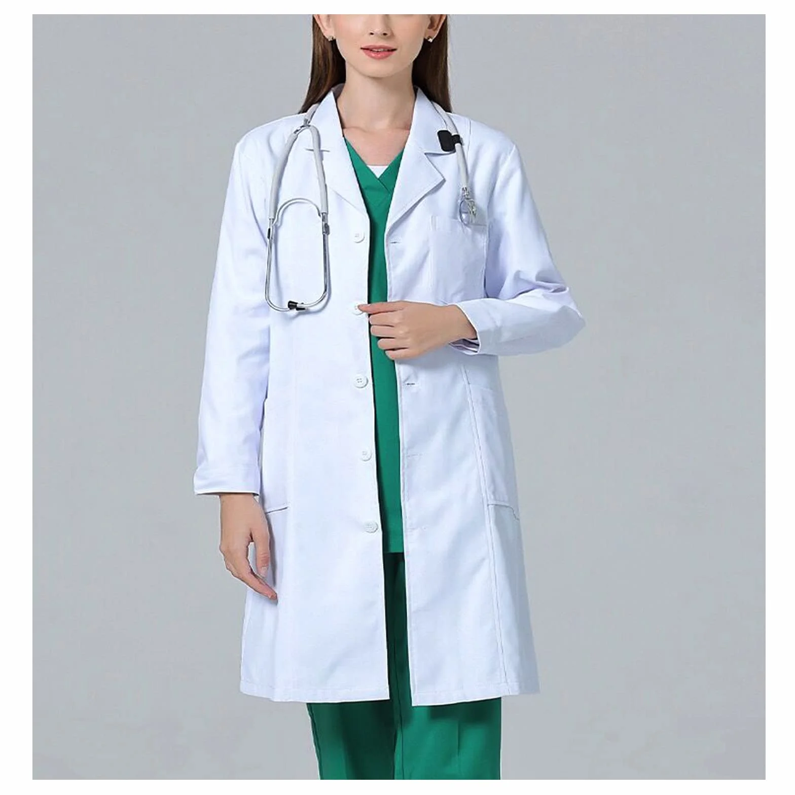 Damski fartuch laboratoryjny, płaszcz laboratoryjny, biały płaszcz roboczy, bawełniany płaszcz roboczy, damski z kołnierzem, długie rękawy, odpowiedni do pracy, masażysty, pielęgniarki, cosplay,