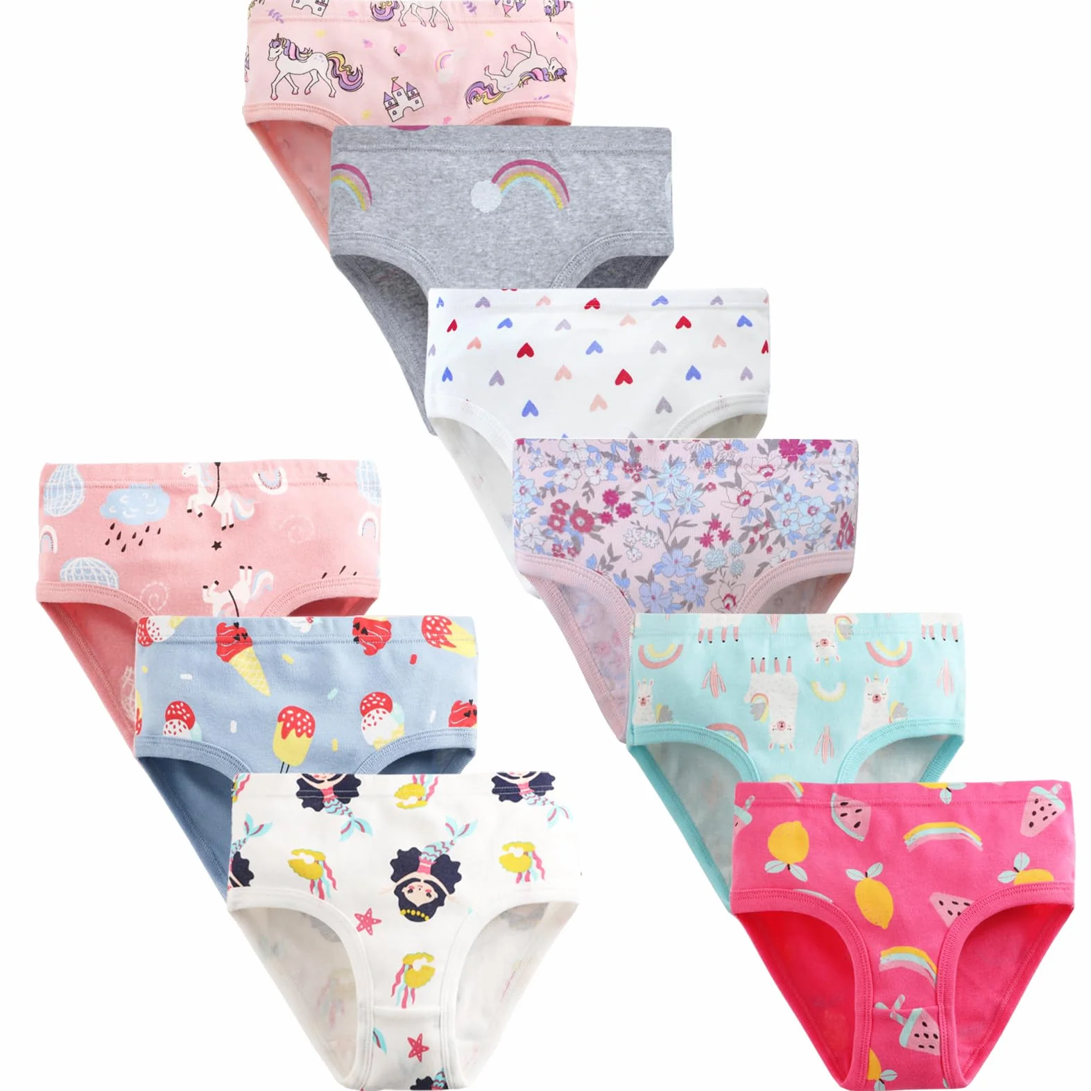 JackLoveBriefs Dziewczęce majtki wygodne majtki bawełniane (9 sztuk)