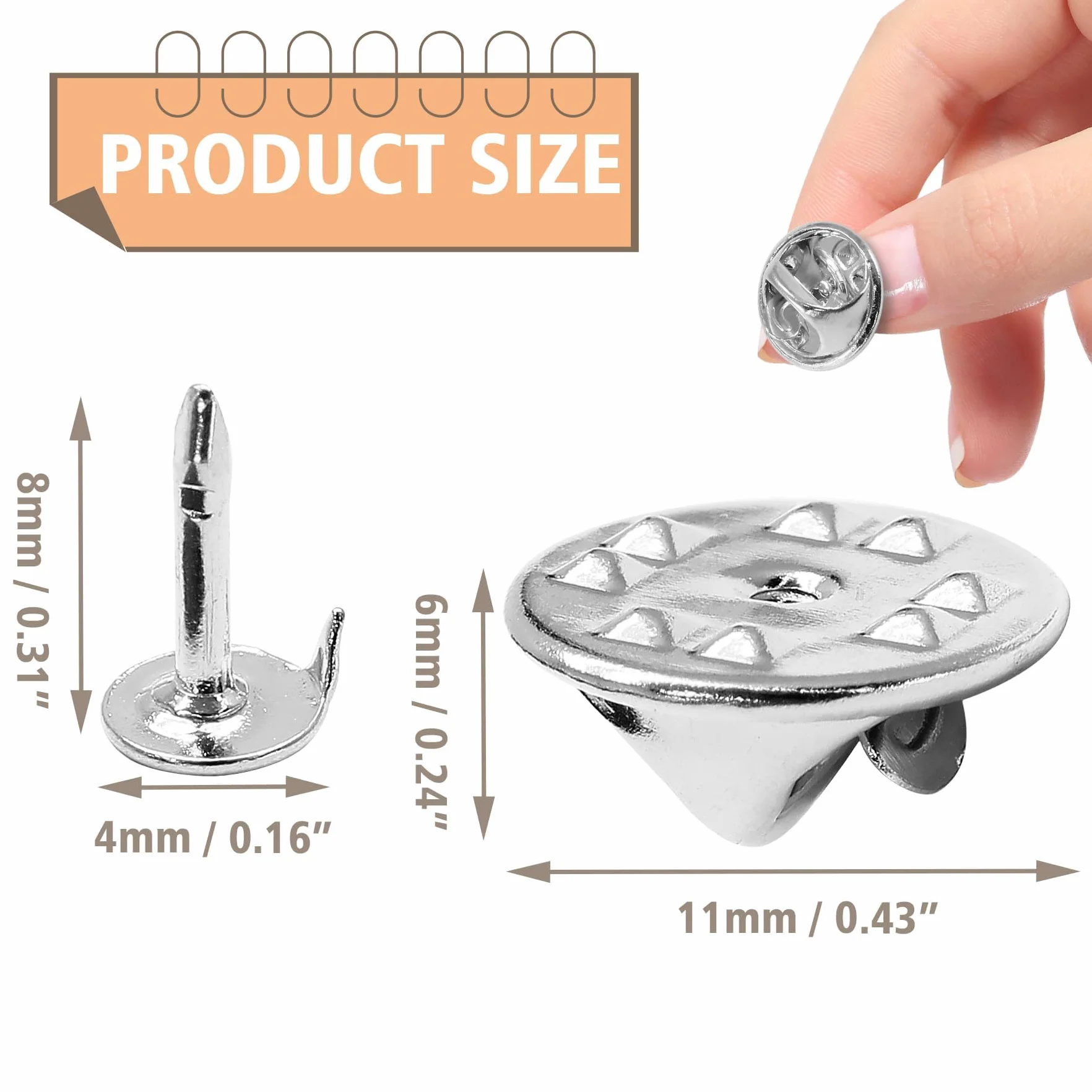 Szpilki do wiązania sprzęgła motylkowego, 50 szt. sprzęgła motylkowego, metalowe szpilki, zamiennik z tyłu z 8 mm pustymi pinami do rękodzieła, spinek do krawata, odznaka, srebrne