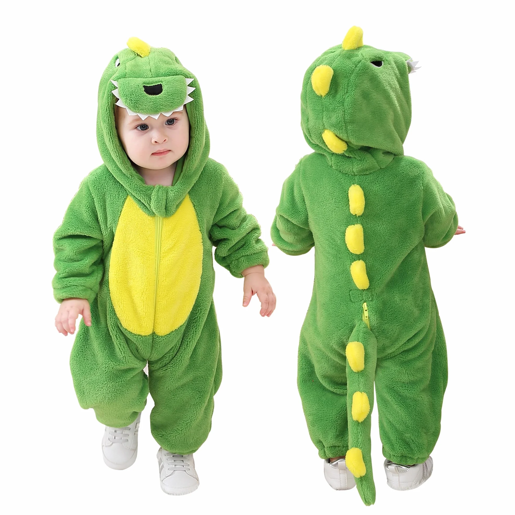 Unisex śpioszki, kombinezon z kapturem, kreskówka, niemowlę, strój
