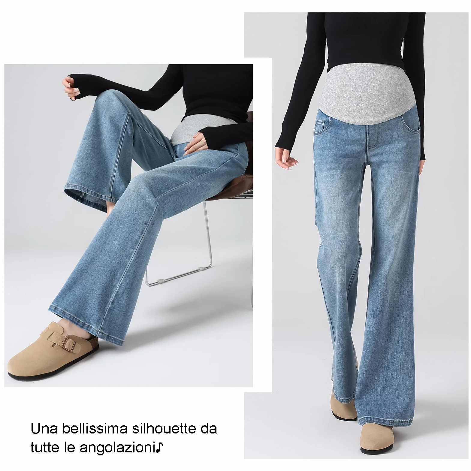 Dżinsy ciążowe z regulowaną talią - Comfort w dużych rozmiarach dla kobiet poniżej 170 cm, kieszenie użytkowe