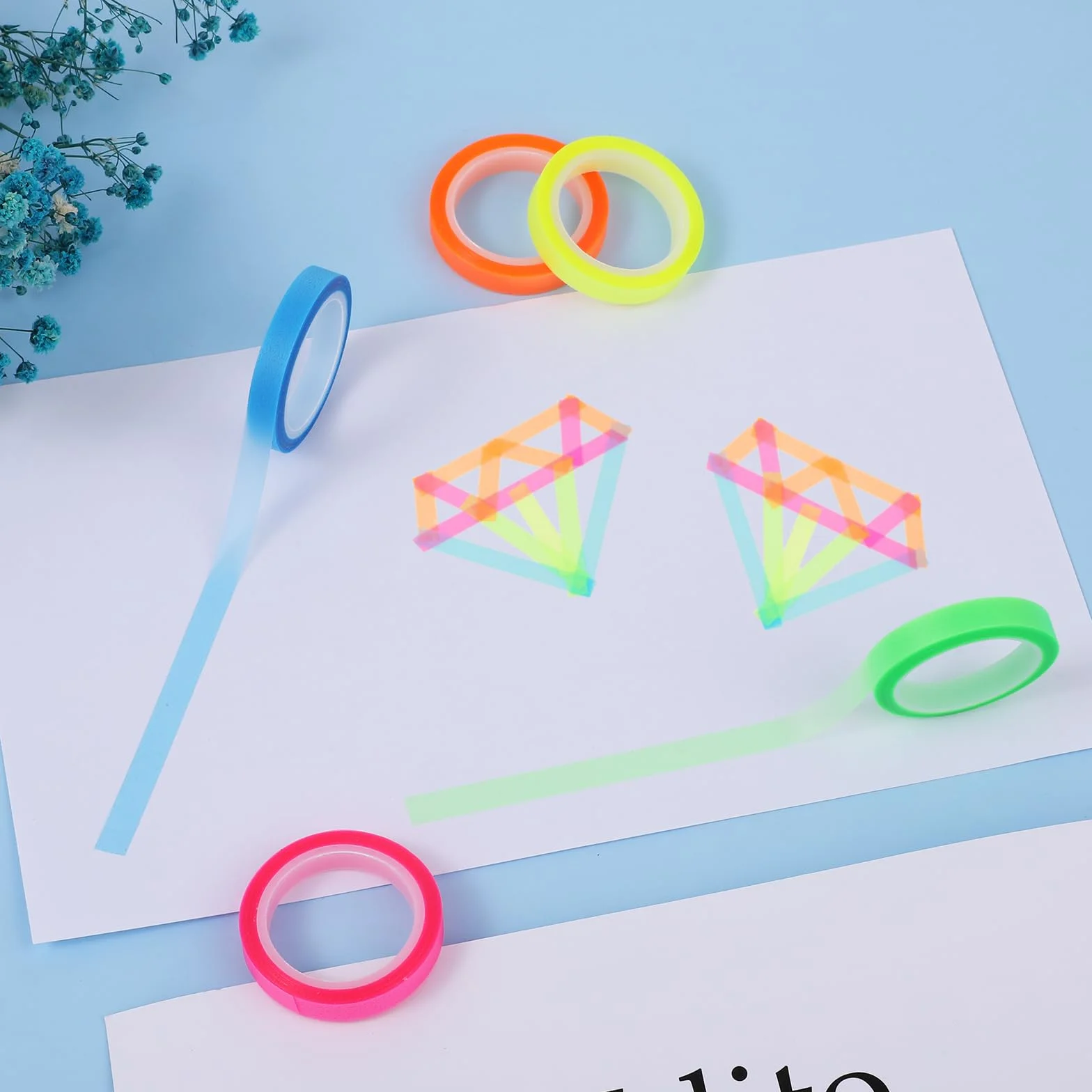 Abeillo 10 rolek taśm do zaznaczania tekstu, 6 mm x 5 m, kolorowa, przezroczysta taśma klejąca, fluorescencyjne naklejki do oznaczania, usuwalne zakreślacze, markery do czytania i notatek