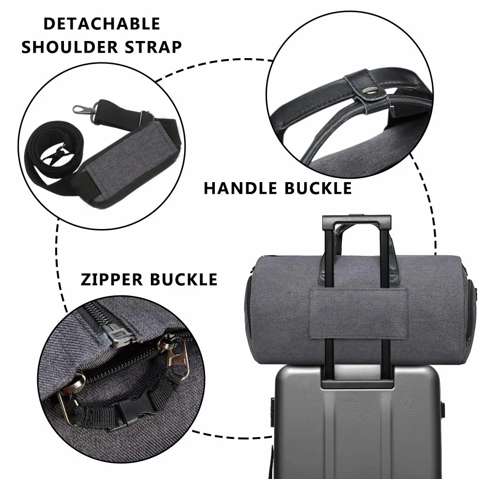 Torba na ubrania z paskiem na ramię, Modoker torba sportowa dla mężczyzn i kobiet, 2 w 1, wisząca walizka, garnitur, torby podróżne, Czarny, 45L DUFFEL BAG, Miękki