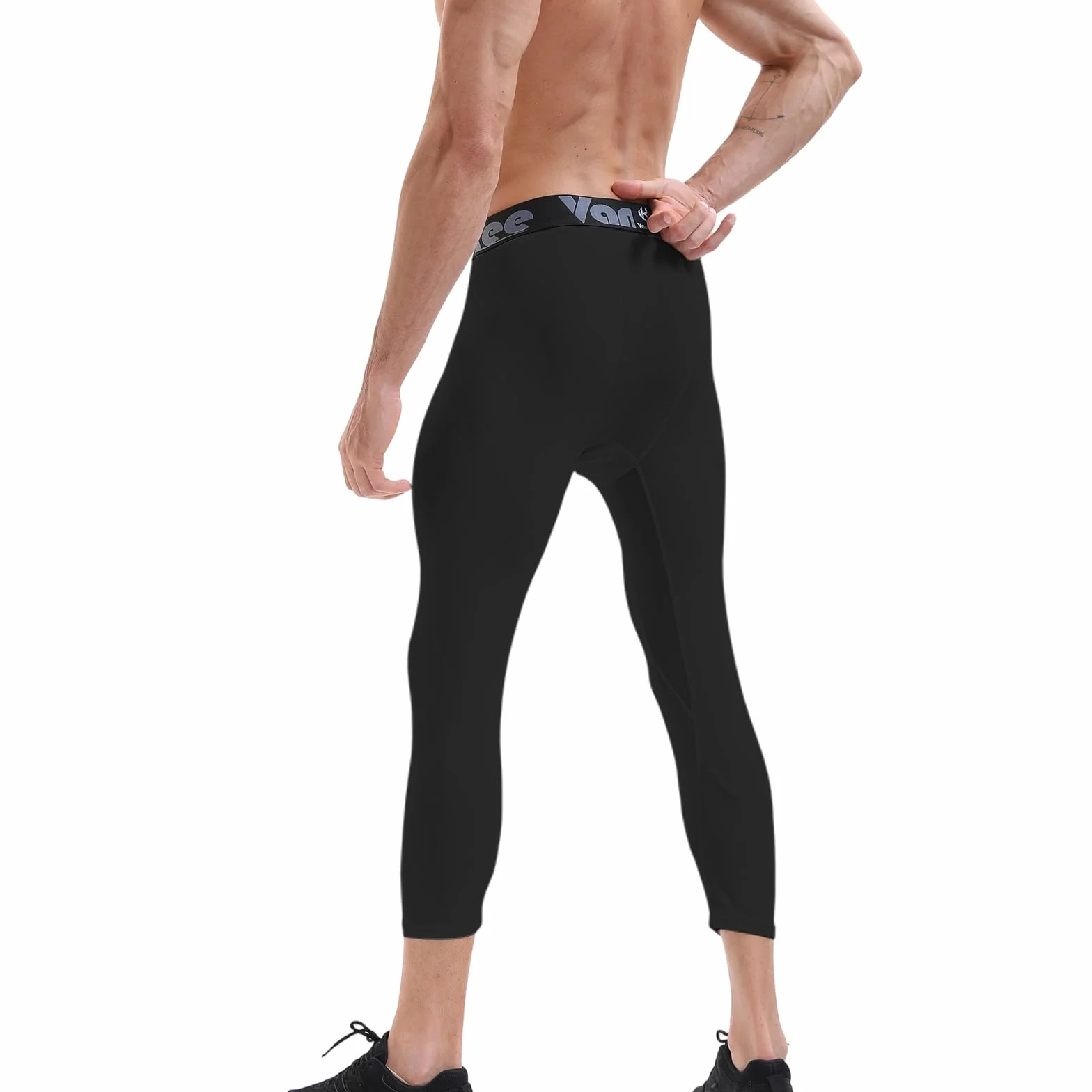 Męskie spodnie kompresyjne 3/4 Sportowe obcisłe legginsy do biegania Szybkoschnące spodnie sportowe do jazdy na rowerze Koszykówka Joga Siłownia