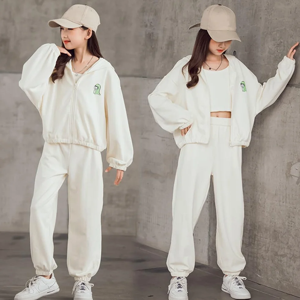Dziecięca Dziewczyna Zestaw 3-częściowy Odzież do joggingu Bluza i spodnie sportowe Kostium Joggers Jesień Sportwear