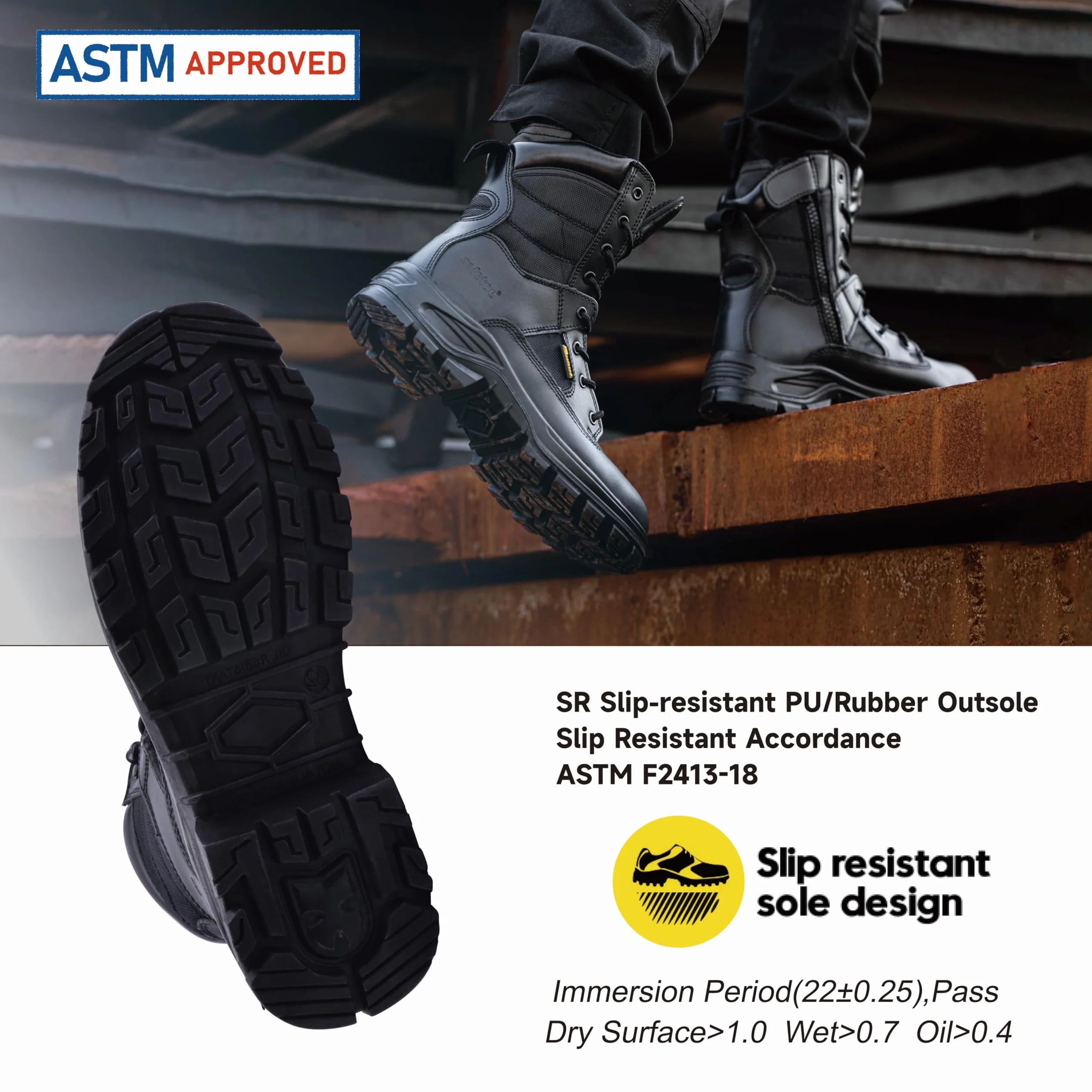 SAFEYEAR S3 wojskowe męskie buty robocze, czarne, wytrzymałe buty ochronne do armii bojowej, szeroki krój 4E, stalowy nosek, wodoodporna skóra naturalna, sznurowane miejsce taktyczne, ochrona