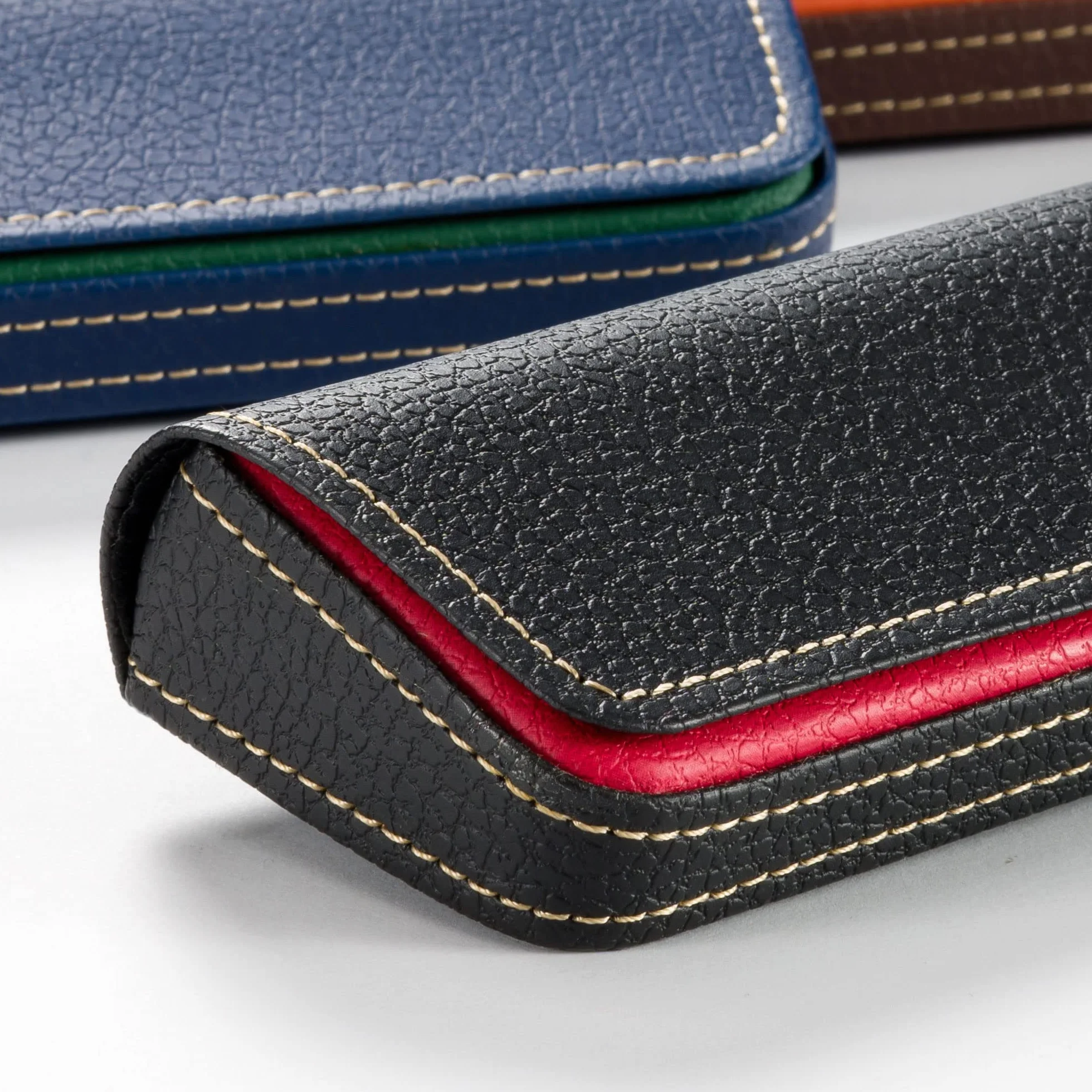 FEFI - Eleganckie etui na okulary w dwóch tonach skóry, ZIELONY, M