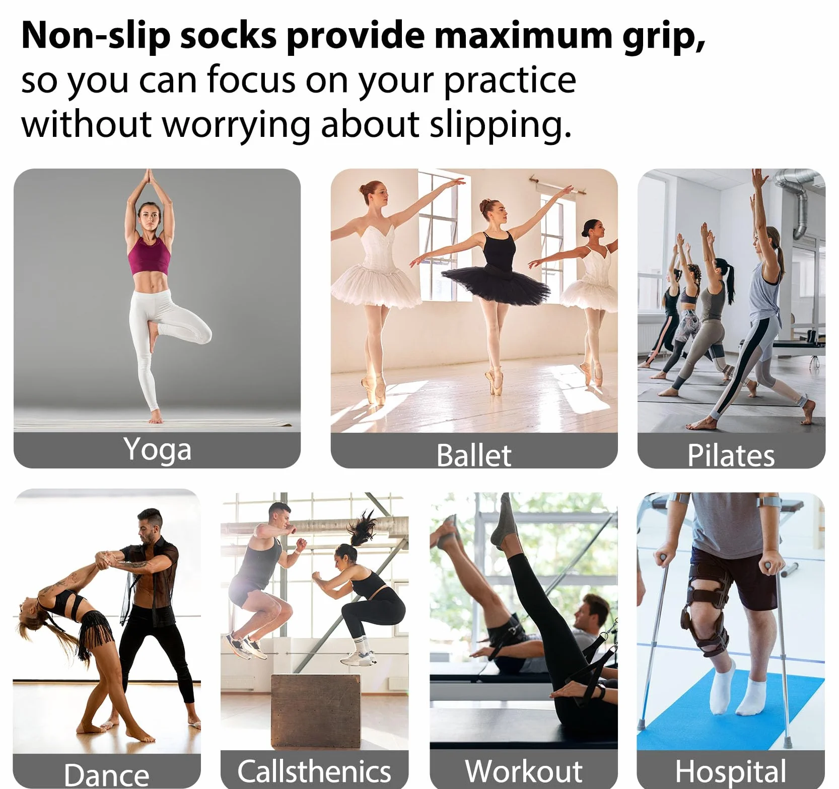 Anstore 3 pary antypoślizgowych skarpet do jogi dla kobiet, do pilatesu dla kobiet z uchwytami, idealne do jogi, pilatesu, baletu, fitnessu, treningu, rozmiar 38-42, Czarny i szary, zielony i