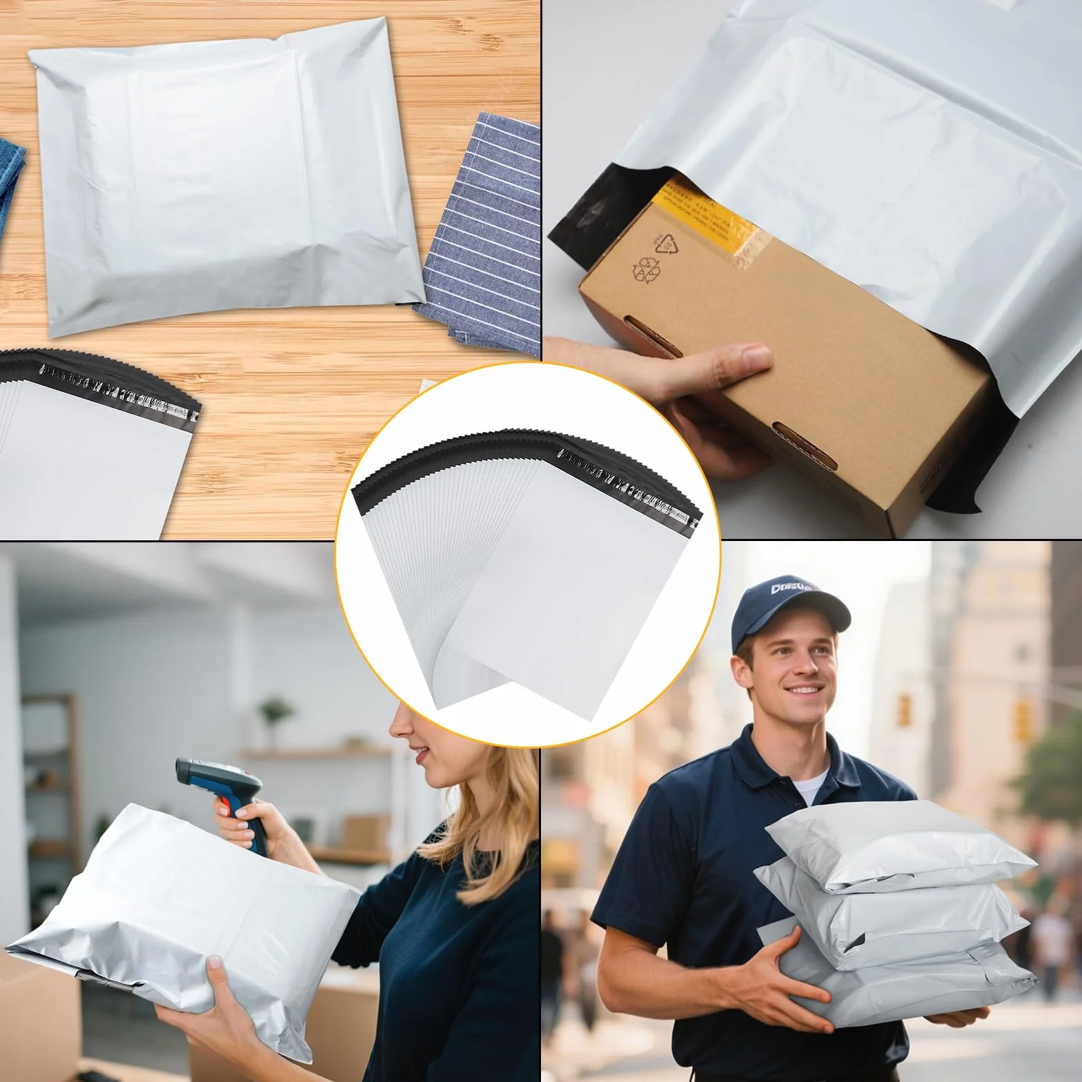 100 sztuk kopert kurierskich z samoprzylepnym zamknięciem – nieprzezroczyste torby do wysyłki ubrań – torby mailingowe (25 * 35cm)