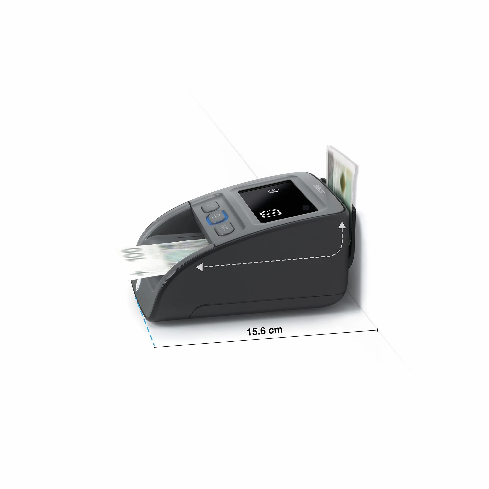 Safescan 155-S (G2) - automatyczny wykrywacz fałszerstw, który weryfikuje banknoty w czterech kierunkach ze 100% dokładnością - odpowiedni do sprawdzania różnych walut