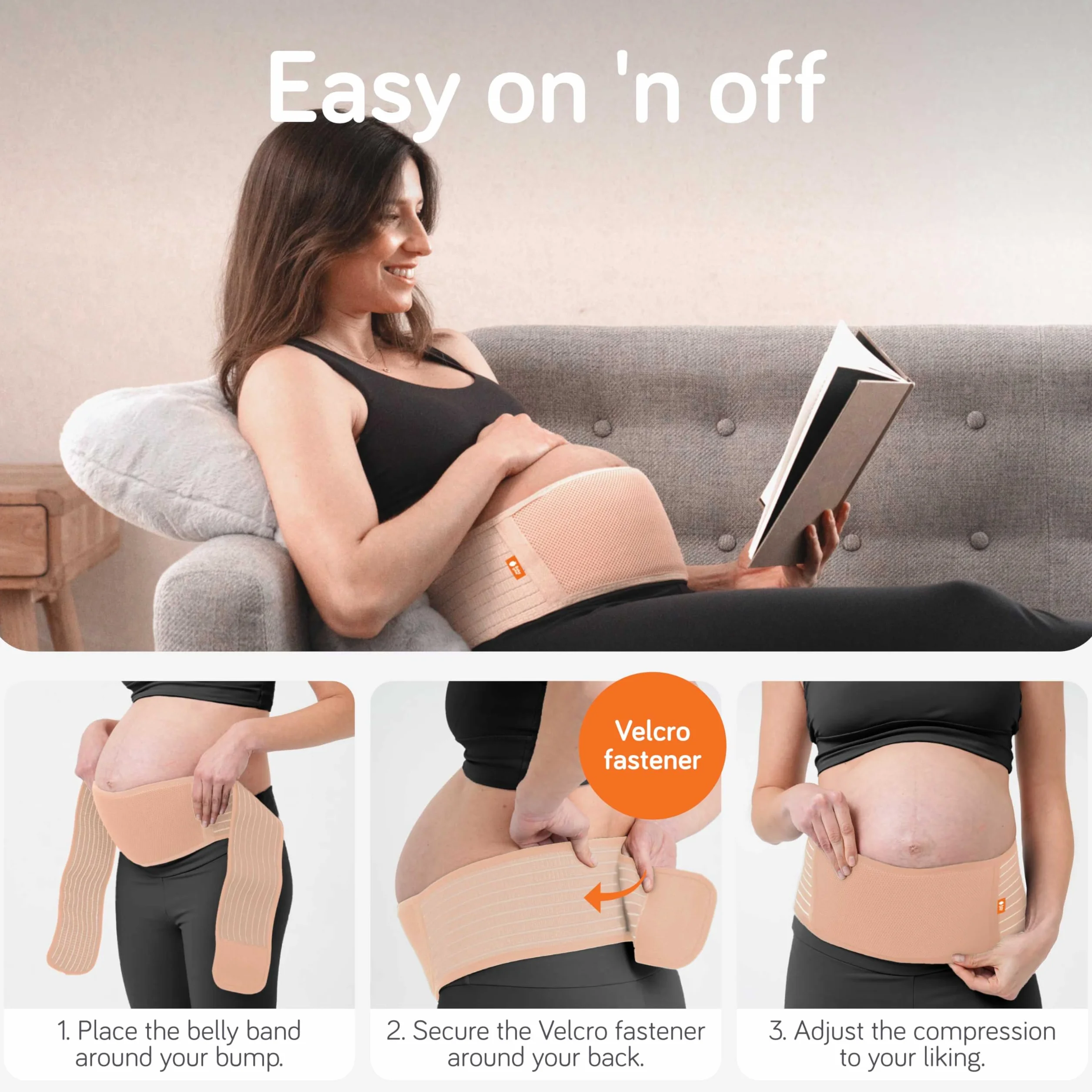 Baby Uma Pas brzuszny dla kobiet w ciąży do delikatnego podparcia brzucha, lekki i oddychający pas na brzuch, dla kobiet w ciąży, z zapięciem na rzepy, regulowany pas podporowy (XL)