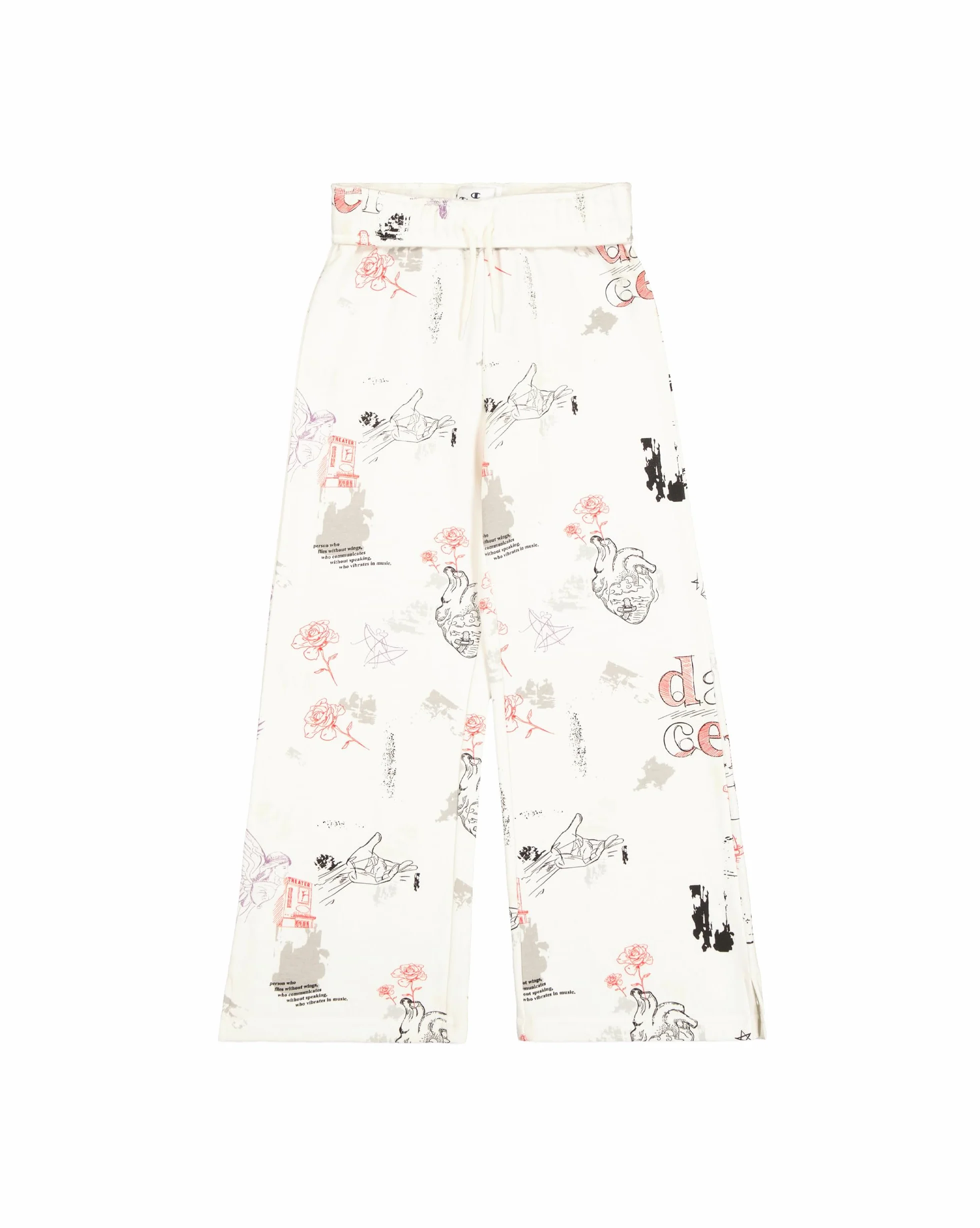 Champion Legacy Emotional Dance G (405017) - Ultra-light Soft Compact Fleece (240gr) Floral Wide Leg - Spodnie dresowe Dziewczynki