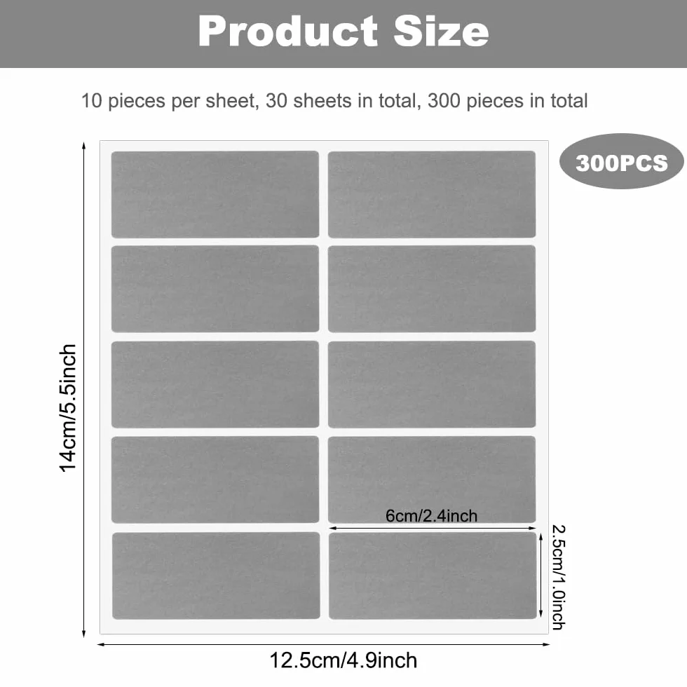 300 sztuk naklejek do zdrapywania, 60 x 25 mm, idealne na bony, zdrapki, naklejki, prezenty, Boże Narodzenie, imprezę, gry, kartki pocztowe, do majsterkowania, na urodziny