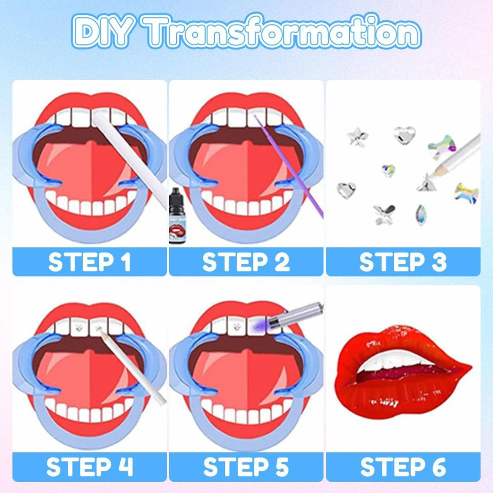 Teeth Gems - zestaw klejnotów zębowych | zestaw sztucznych kryształowych kamieni zębowych | zestaw biżuterii do zębów | długotrwałe ozdoby z klejnotami zębów | zestaw klejnotów zębów dla