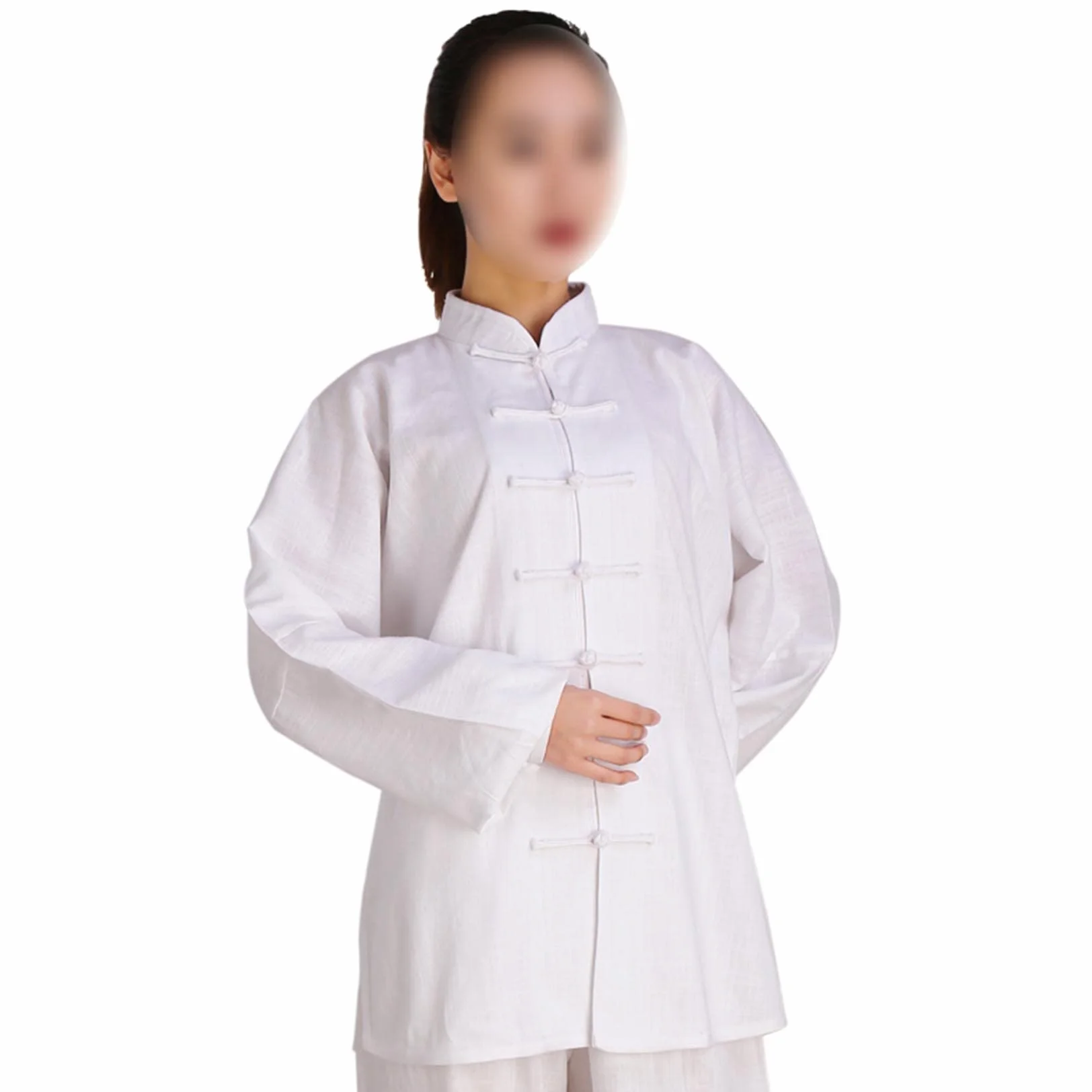 Damski strój do Tai Chi, chiński strój do Kung Fu, jedwabny, bawełniany, (biały, rozmiar M)