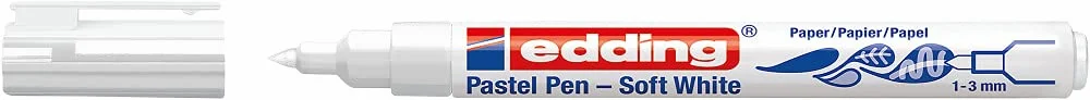 edding 1500 pastelowych pisaków – białe – 1 pisak – okrągła końcówka 1 – 3 mm – lekko przezroczyste flamastry – do malowania, pisania i rysowania na czarnym, ciemnym i jasnym papierze i kartonie