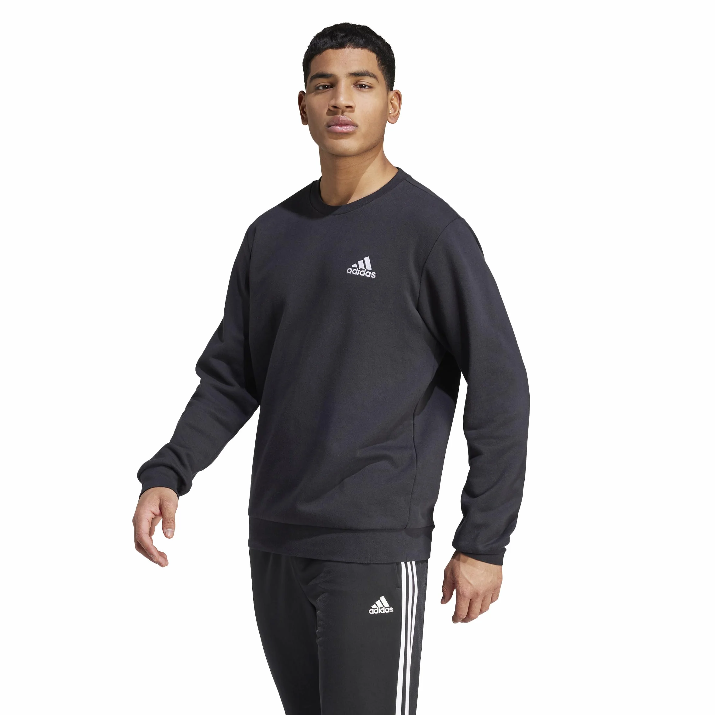 adidas Mężczyźni FEELCOZY ESSENTIALS FLEECE SWEATSHIRT, Black/White, L