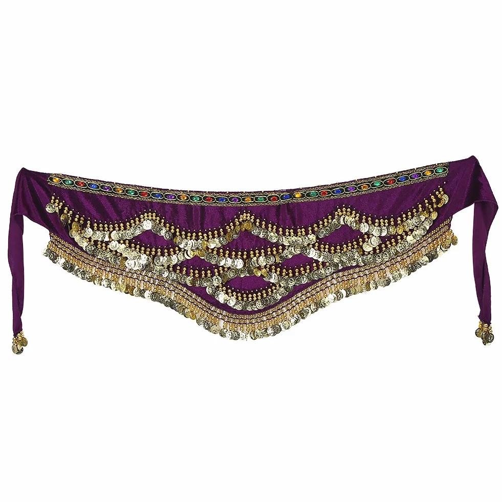 Chusta na Biodra do Tańca Brzucha, Oddychająca Chusta na talię do Tańca Brzucha Spódnica Typu Wrap Pas Biodrowy Bellydance ze sztuczną monetą