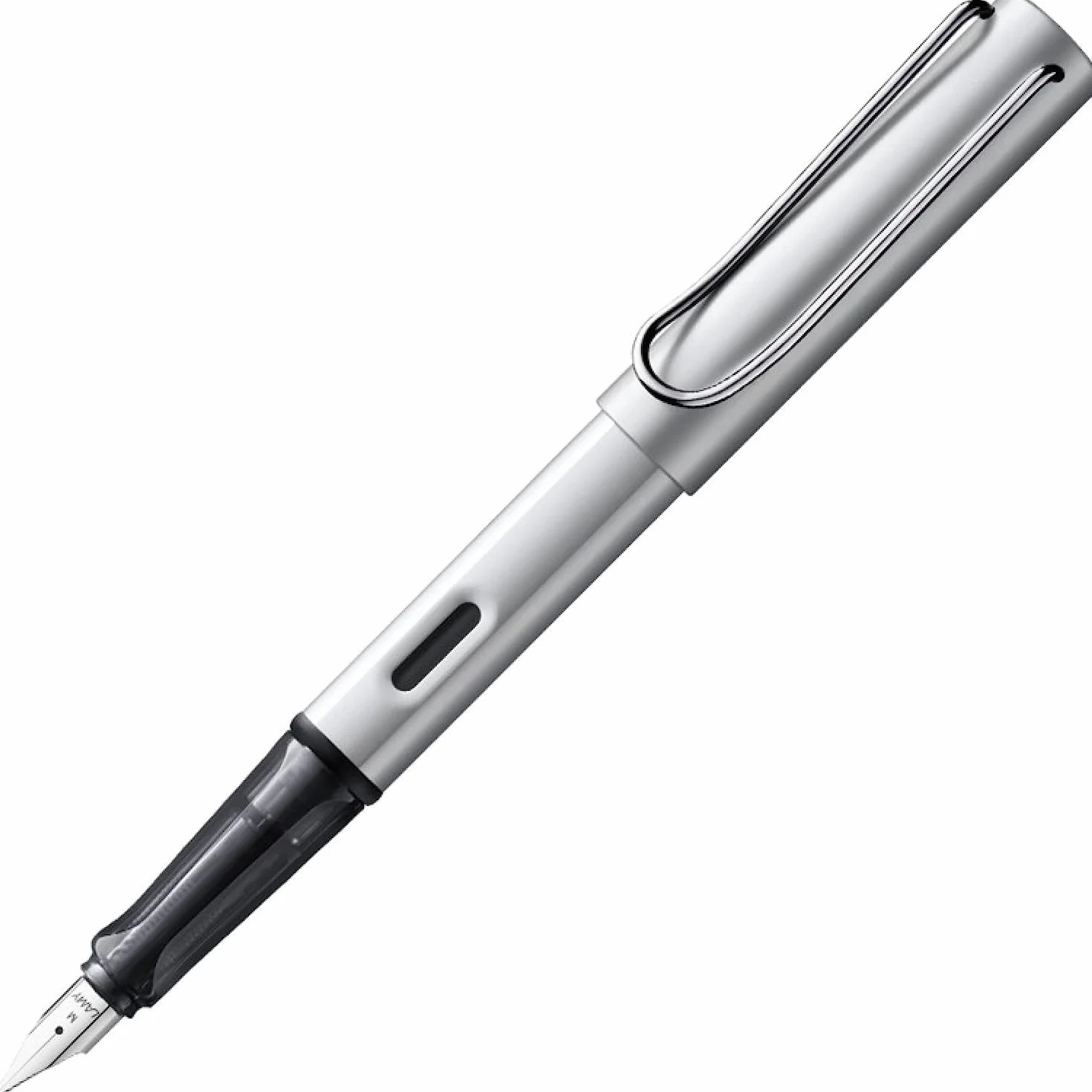 Lamy AL-star whitesilver pióro wieczne z ergonomicznym uchwytem i polerowaną stalówką stalową o szerokości kreski F, lekka aluminiowa obudowa, w zestawie wkład atramentowy T10, kolor niebieski, dla