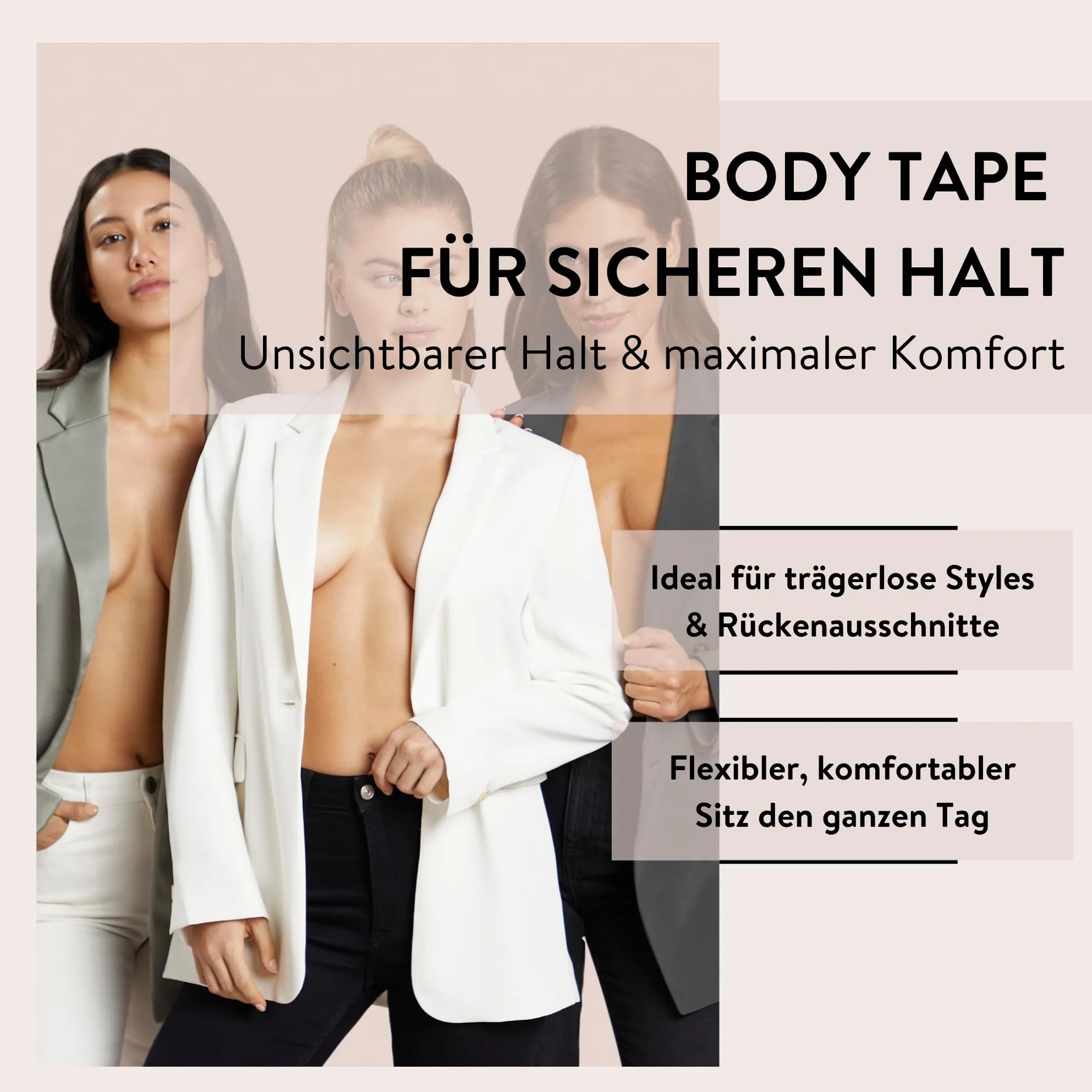 PARSA Beauty BodyTape – 5 cm x 5 m – taśma na klatkę piersiową dla kobiet – doskonałe trzymanie i wysoka funkcjonalność, elegancka modność