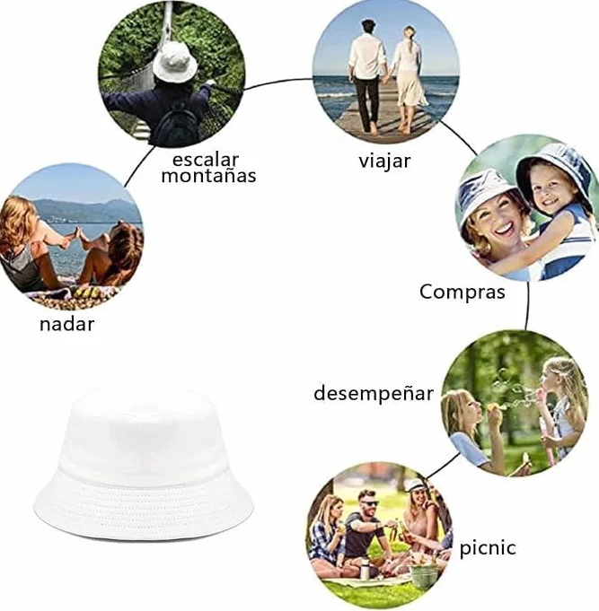 Voarge Kapelusze rybackie, Składany Bucket Hat, Składany Uśmiechający się kapelusze dla mężczyzn kobiet wędkarstwo Unisex Outdoor Beach Cap 56-58cm, Biały, 56-58