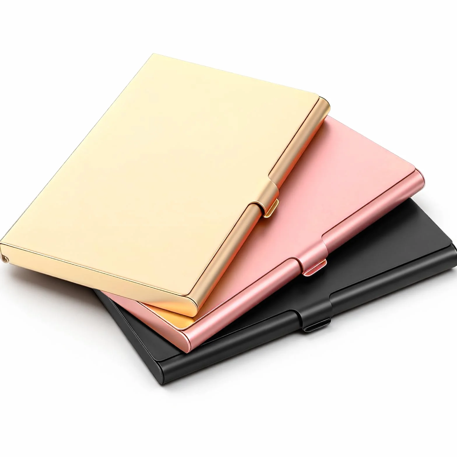 3 sztuki etui na wizytówki, cienkie, damskie, do przechowywania wizytówek, wizytówek, spersonalizowane, aluminiowe, na karty kredytowe, organizer (3 kolory)