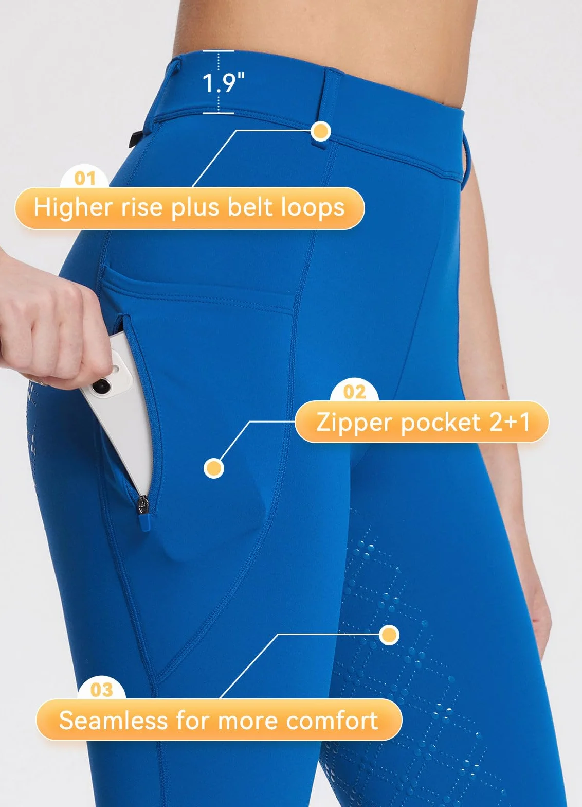 BALEAF Damskie legginsy do jazdy konnej z podszewką polarową Jodhpurs Jeździectwo silikonowe bryczesy pełne siedzenie rajstopy z kieszeniami