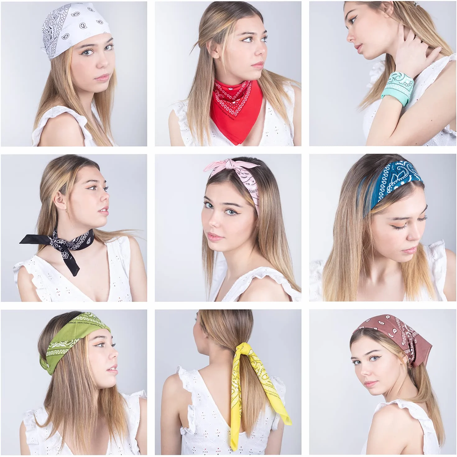 ...KARL LOVEN Bandana - wzór mandali Paisley - 100% bawełna przetestowana przez TÜV - gruba tkanina - 20 ekskluzywnych kolorów, Czarny, 5er Pack