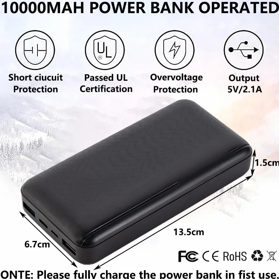 Panngu Podgrzewana kamizelka kurtka grzewcza z powerbankiem 10000 mAH, regulowana temperatura elektryczna ładowana przez USB zimowa kamizelka termiczna ciepła na kemping na świeżym powietrzu jazda