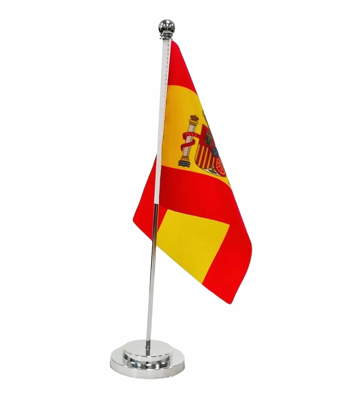Hiszpańska flaga na biurko flaga Hiszpanii 21 x 14 cm maszt i stalowa podstawa flagi na biurko do sali konferencyjnej