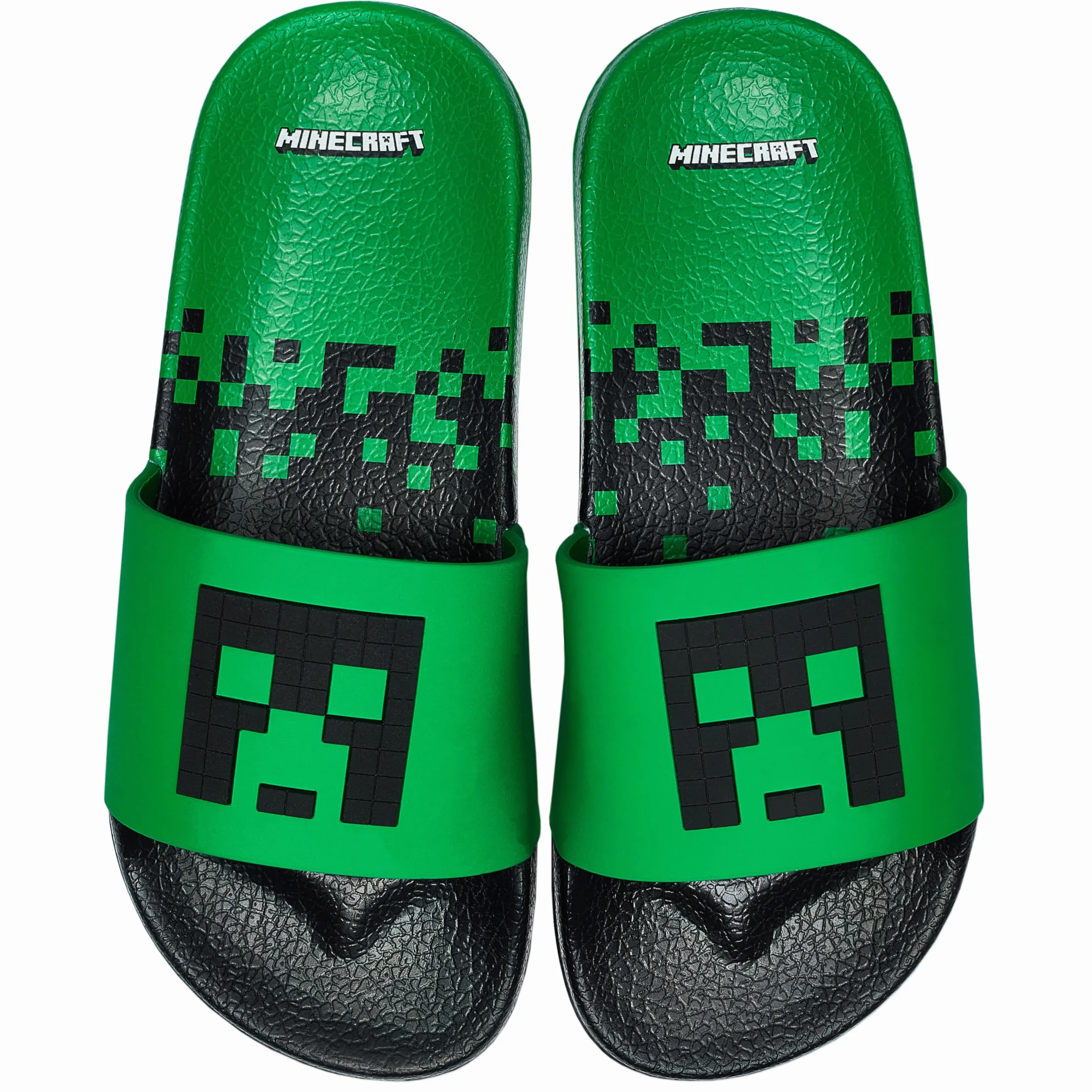 Minecraft Klapek Dla Chłopców | Sandały Creeper Dla Chłopców | Buty Do Basenu Gamingowe | Klapki Dziecięce | Oficjalny Merchandise | Zielony 32