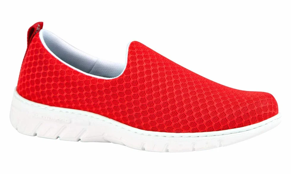 Dian Sneakersy robocze – ultralekkie, antybakteryjne, antypoślizgowe trenażer bezpieczeństwa, idealne dla szpitalów, opieki zdrowotnej, kuchni i sprzątania, Valencia-Plus czerwone