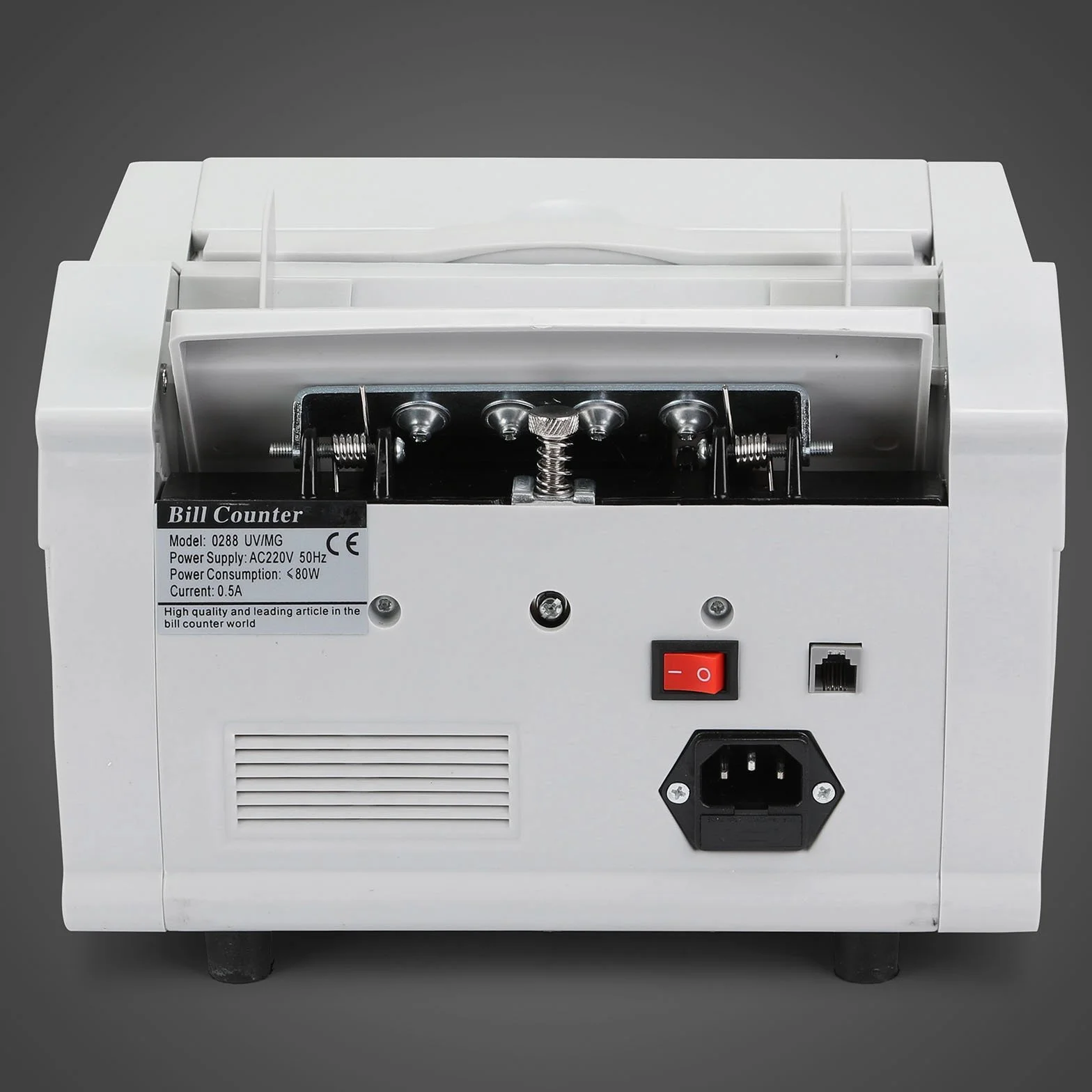 VEVOR FJ0288 Biała Maszyna do Liczenia Pieniędzy z Kontrolą Autentyczności Licznik Banknotów 1000 Sztuk/min z Systemami UV i MG Liczarka Banknotów 7 kg z Ekranem LED na Funty Euro 26 x 23,5 x 17 cm