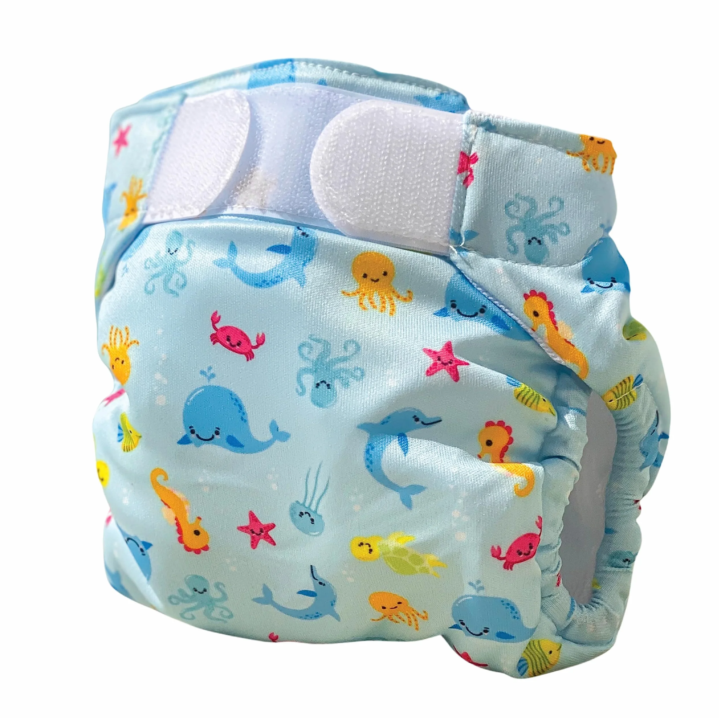 FREDS SWIM ACADEMY Pieluchy do pływania wielokrotnego użytku – Swim Nappy z zapięciem na rzepy, spodnie do pływania dla niemowląt z miękkiego materiału, regulowane i łatwe zakładanie (niebieskie, 1)