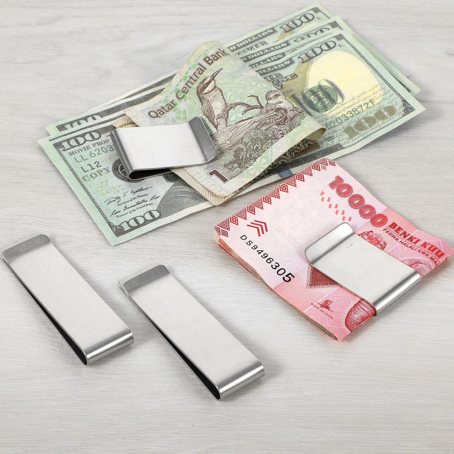 4 sztuki stalowych klipsów na banknoty, klips na pieniądze, metalowe klipsy na pieniądze, klipsy na banknoty, klips na pieniądze Oferuje miejsce na gotówkę, banknoty, karty, dowody osobiste i