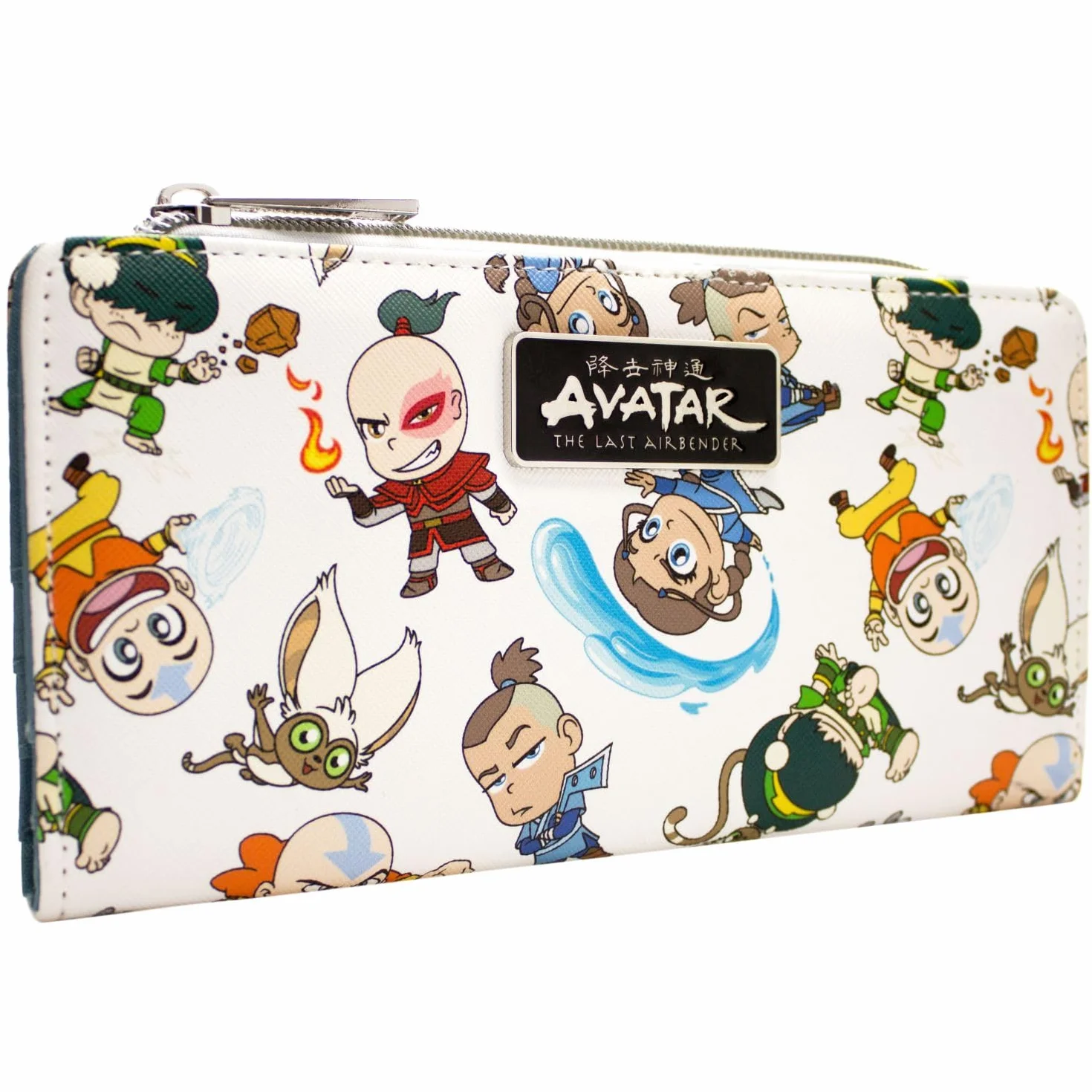 The Last Avatar Airbender Toph Zuko Sokka Chibi Torebka/Portfel/Sakiewka Dwukrotnie Złożona z Kieszonką na Monety & Miejsce na Karty, Biały