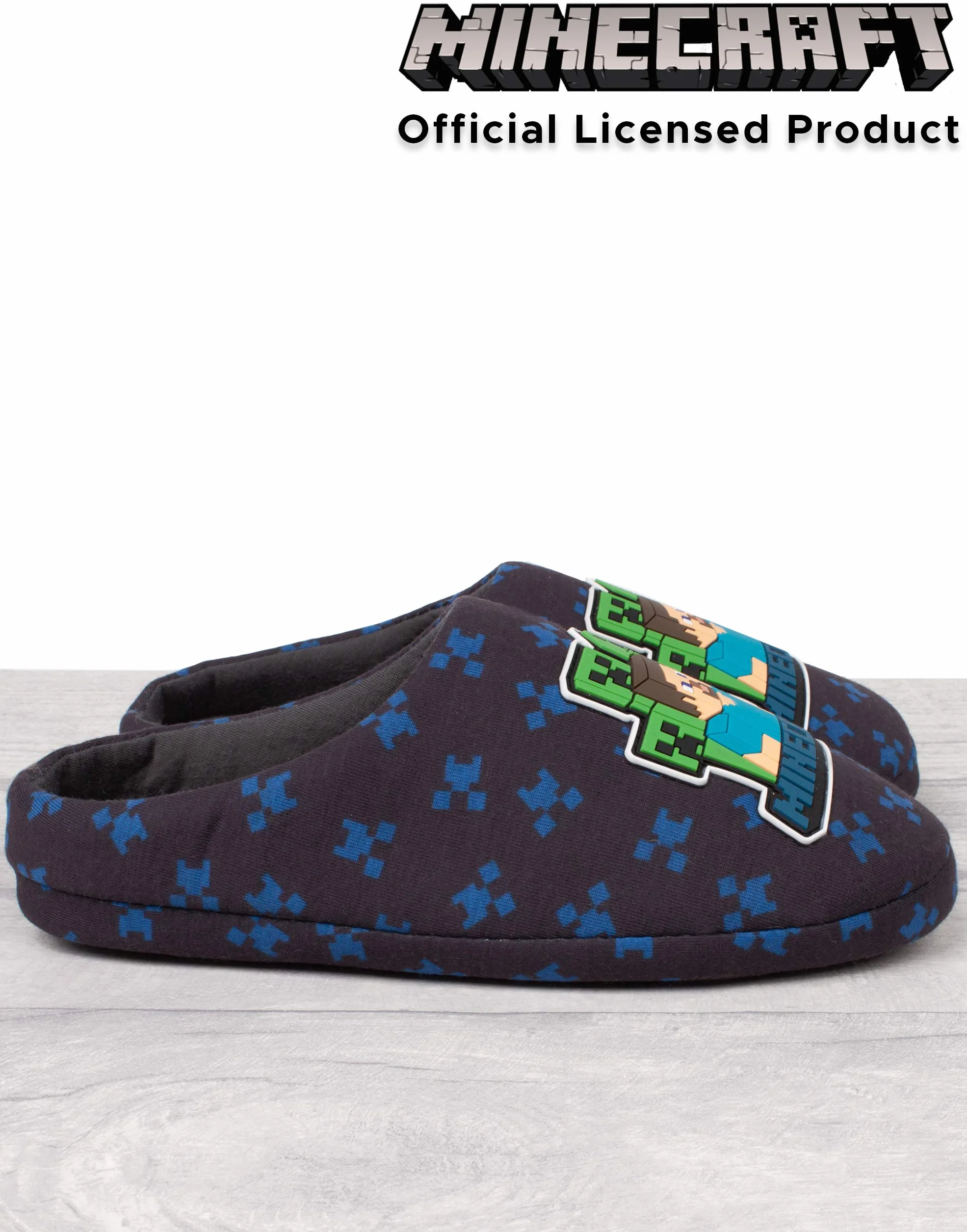 Minecraft Slippers Dziecięce Niebieskie Creeper Vs Zombie Tnt Dom Buty