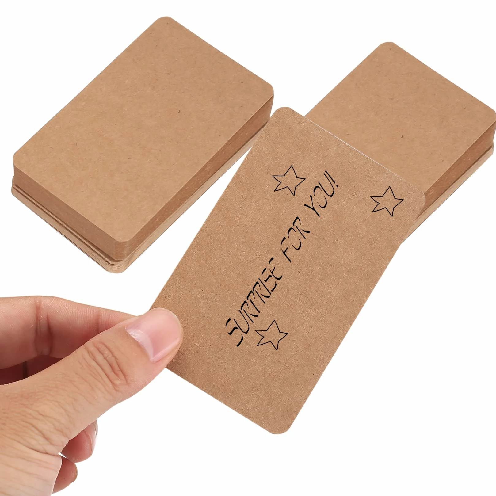 150 sztuk pustych kartek papierowych, fiszki do zapamiętywania, puste karty do gry, karty z papieru kraftowego, wizytówki, papier do majsterkowania, nauki, zapamiętywania, kolor brązowy, 8,9 x 5,2 cm